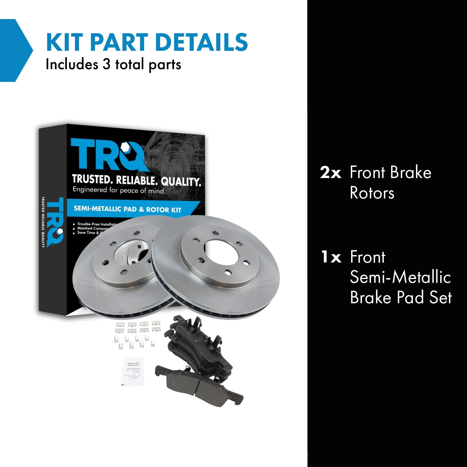 Trq Front Brake Pad & Rotor Kit Brake Pads Brake Rotor Semi-Metallic Compatible With 2003-2006 Ford Expedition Lincoln Navigator
