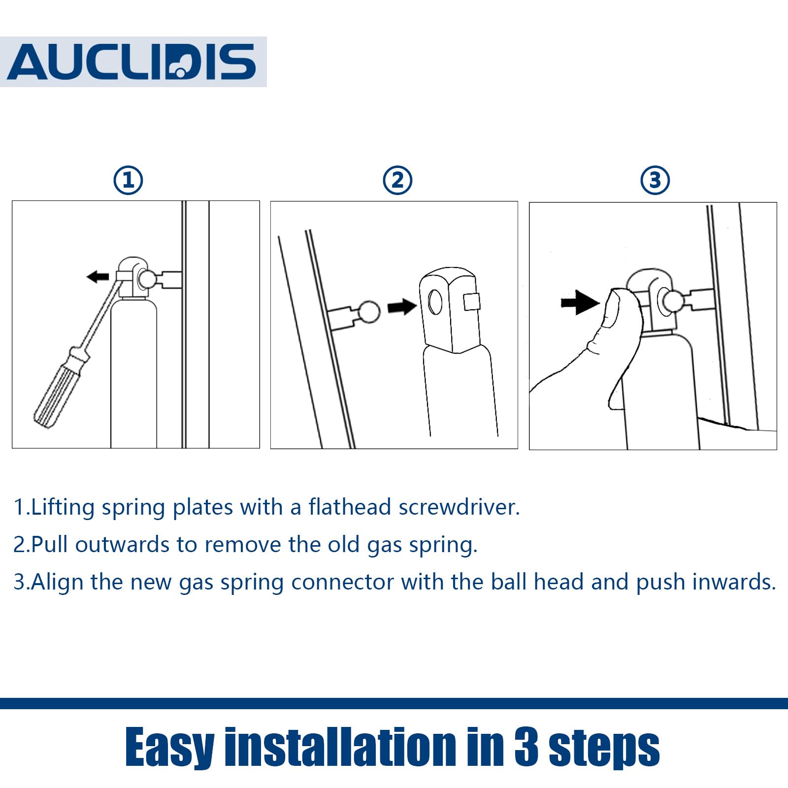 AUCLIDIS Gas Strut Shock Lift Support Spring, 18 inch, 28lb/125N, Black, Model C1621220, Set of 2 for Truck Topper & Camper