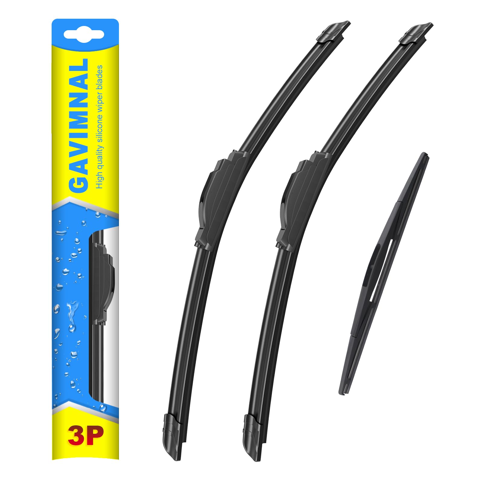 Gavimnal 16''+16''+12'' Silicone Wiper Blades Replacement For Jeep Wrangler 2018-2023,All-Season Front Rear Windshield Wiper Bla