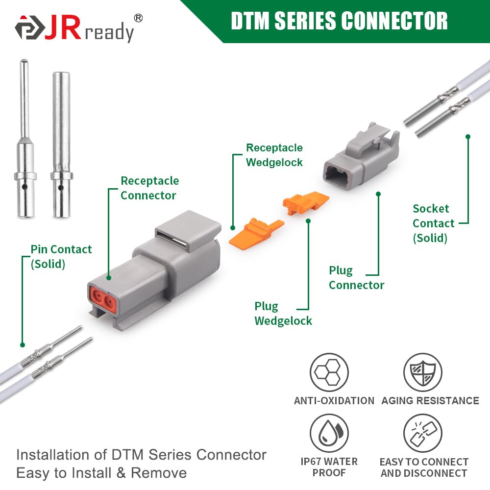 JRready ST6360 DTM Connector Crimp Tool Kit with 354 PCS Connectors, Size 20 Solid Terminal for Automotive Electrical Applications