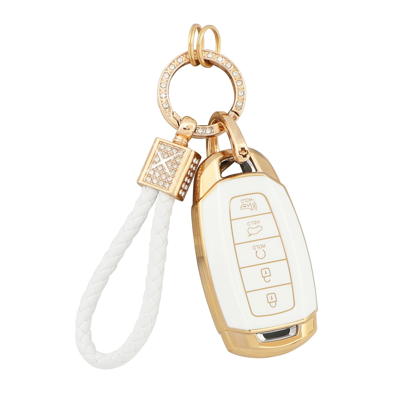 Pifoog For Hyundai Elantra Key Fob Cover Palisade 2023 2022 2021 2020 5 Buttons Car Keys Case Shell Protector Holder Glittering