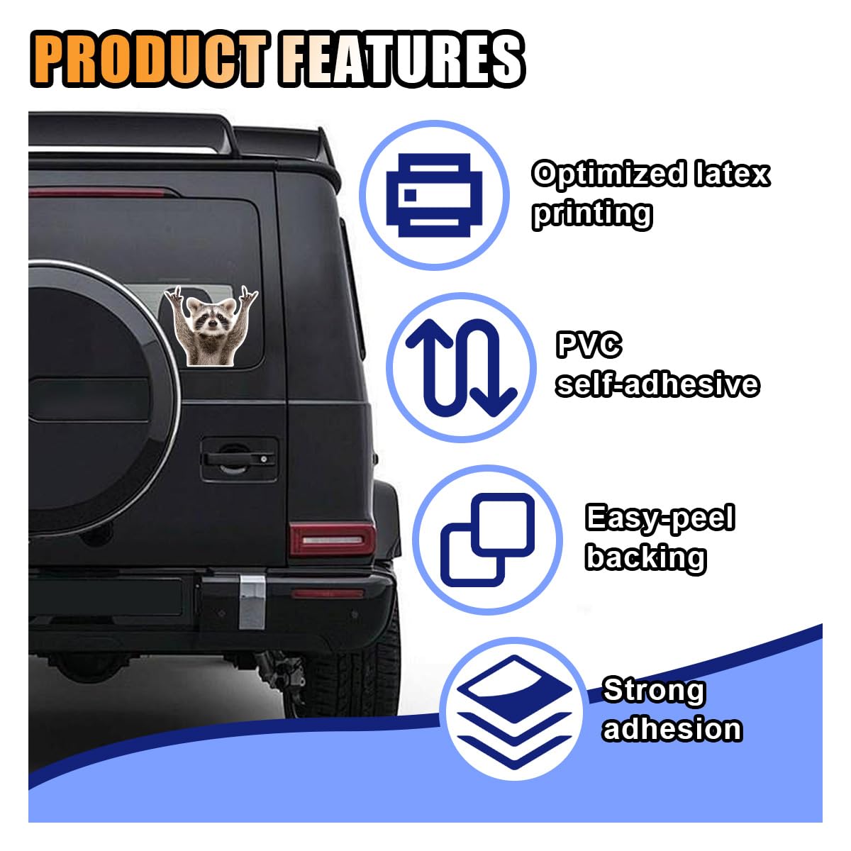 Funny Rocking Raccoon Sticker Decal - Cute Car Window Decal Waterproof Vinyl Sticker, 5.11  4.42 Inch Raccoon Pattern Car Laptop