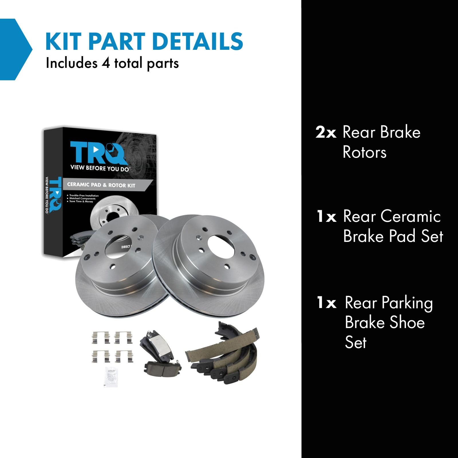 Trq Rear Brake Pad & Rotor Kit Brake Pads Brake Rotor Parking Brake Shoe Set Ceramic Compatible With 2015 Chevrolet Captiva Spor