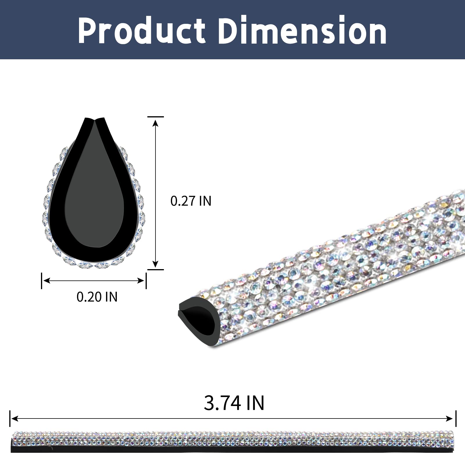 Bling Car Vent Outlet Trim - 10Pcs Rhinestone Car Air Conditioner Vent Decoration Strip (Multicolor)