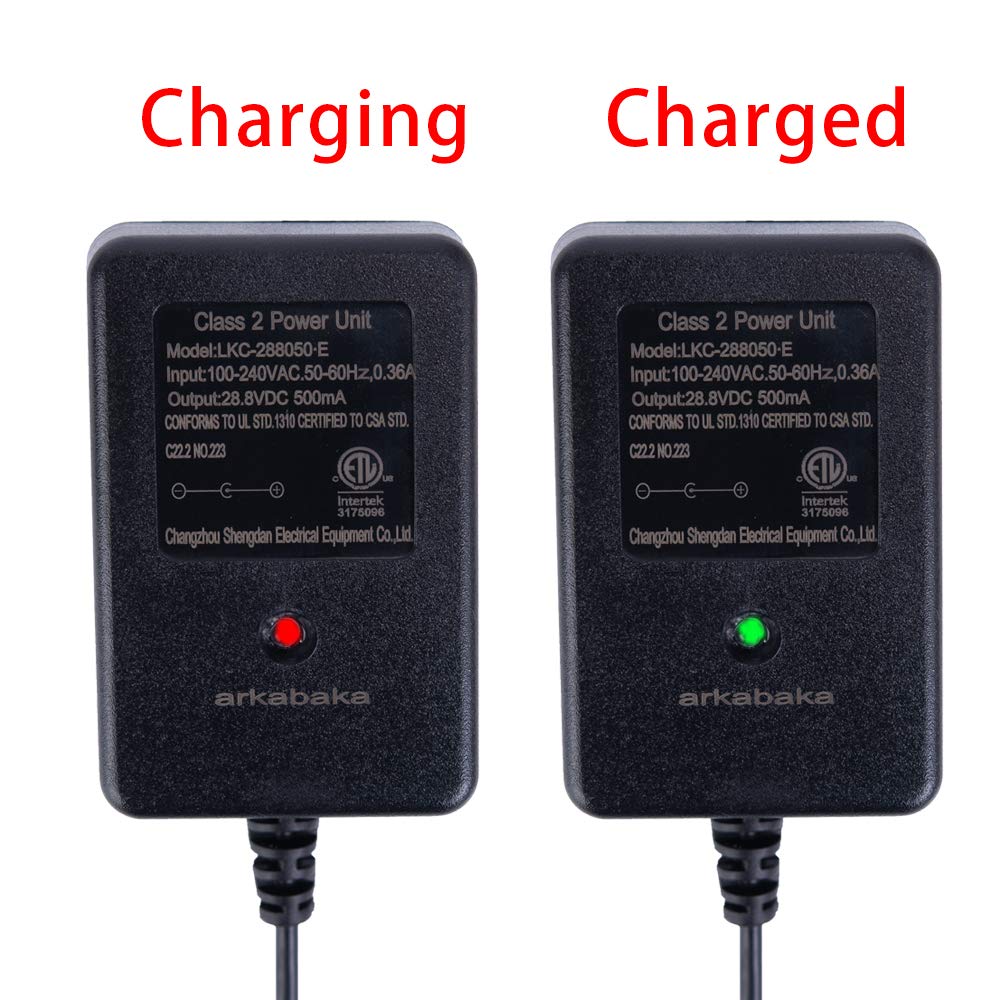 ARKABAKA 24V Charger for Ride-On Toys, Black, Model 24v500202, Compatible with 24 Volt Battery Ride-On Cars and SUVs
