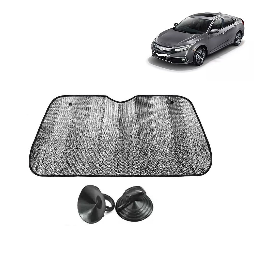 Car Windshield Sun Shade UV Rays Protector Silver Sunshade Solar Reflective Suitable for Civic [2019 to 2020]