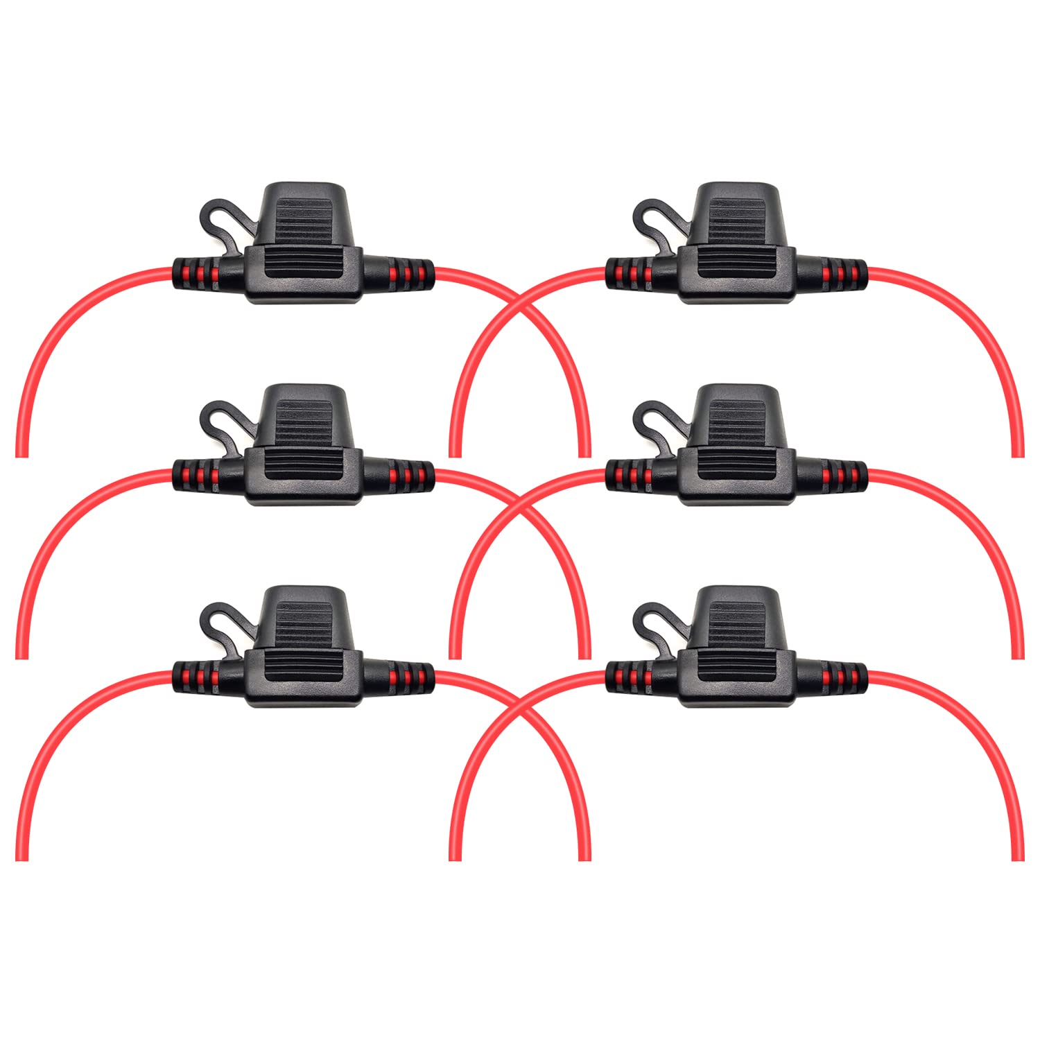 VANTRONIK Waterproof Inline Fuse Holder 6 Pack for Mini Fuse, 16 Gauge AWG Wire UL1015, Fit for ATM Blade Fuse, 12 Inches Long