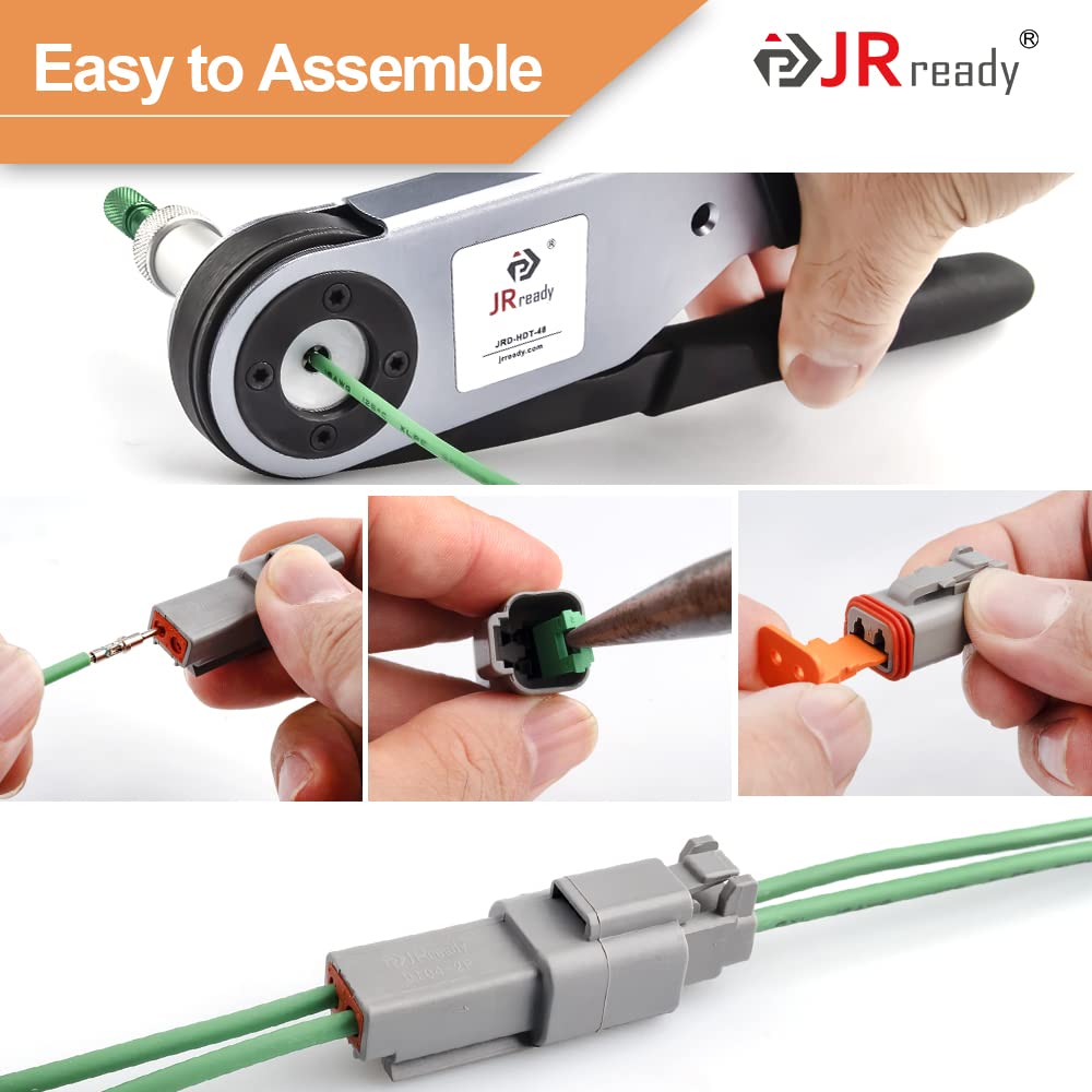 Jrready St6114 Dt 4 Pin Connector Dt06-4S Dt04-4P Gray Waterproof Electrical Wire Connector With Deutsch Solid Contact Wire Size