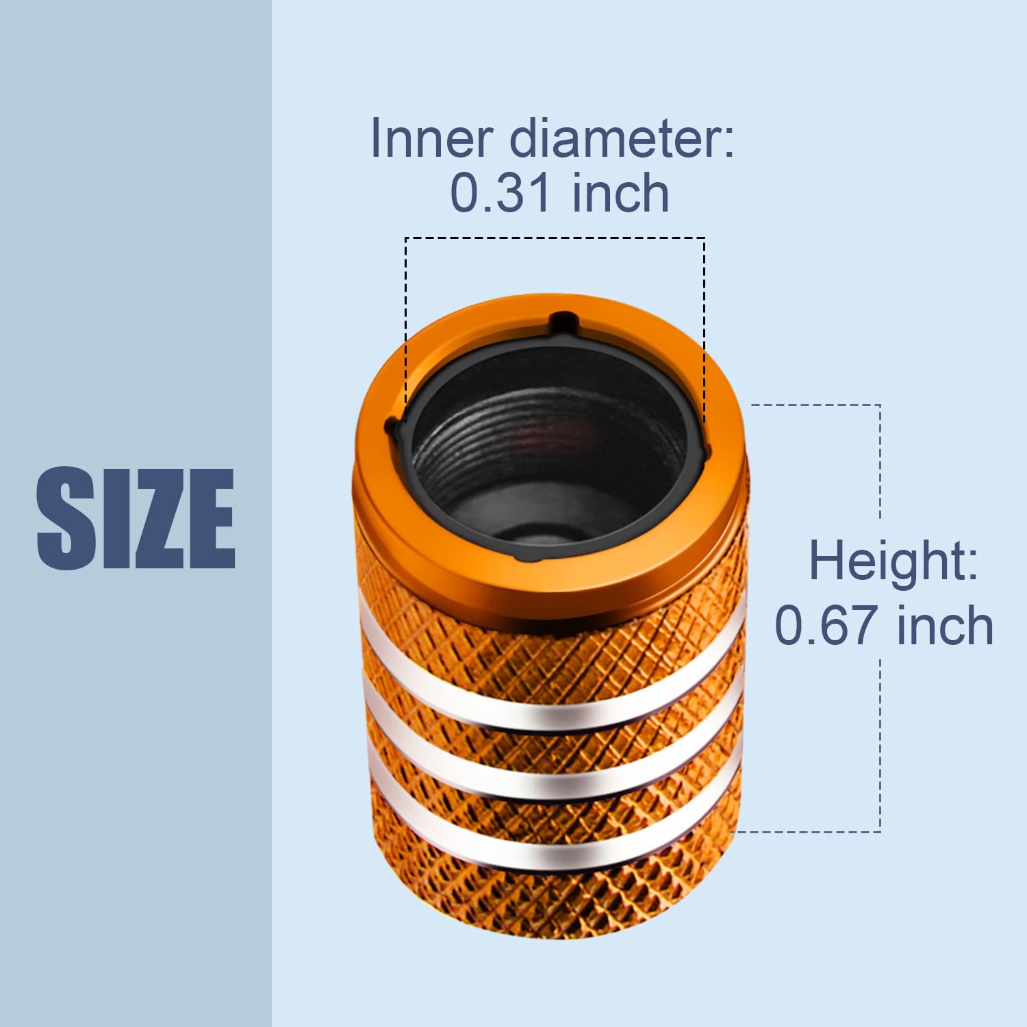 Tire Valve Stem Caps - (5 Pack) Tire Air Caps Metal With Plastic Liner Corrosion Resistant Leak-Proof For Car Truck Motorcycle Suv And Bike Orange