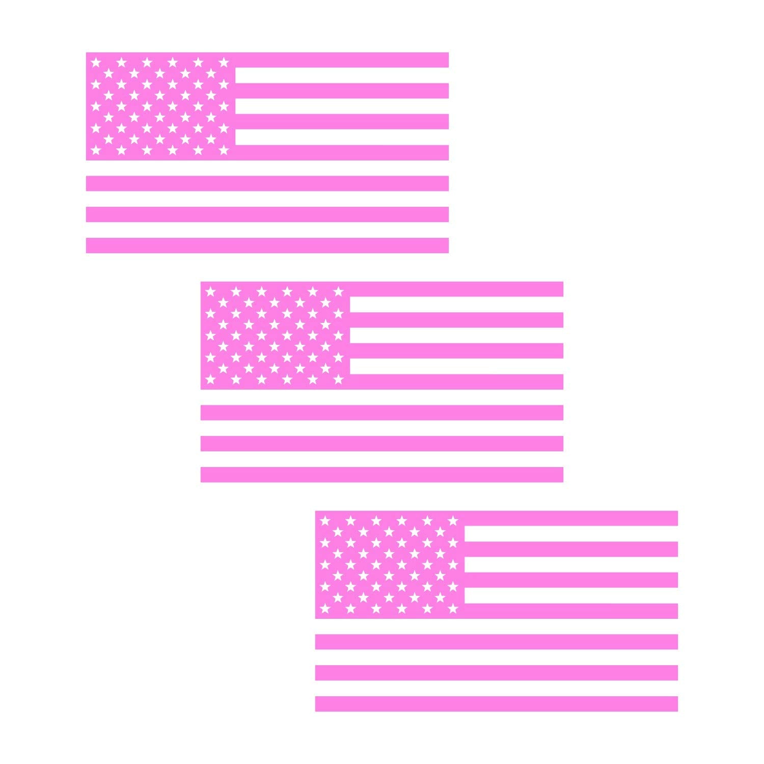 American Us Flag [Pick Color/Size] Vinyl Decal Sticker For Laptop/Car/Truck/Window/Bumper (7.5In X 4.2In [3-Pack], Matte Pink)