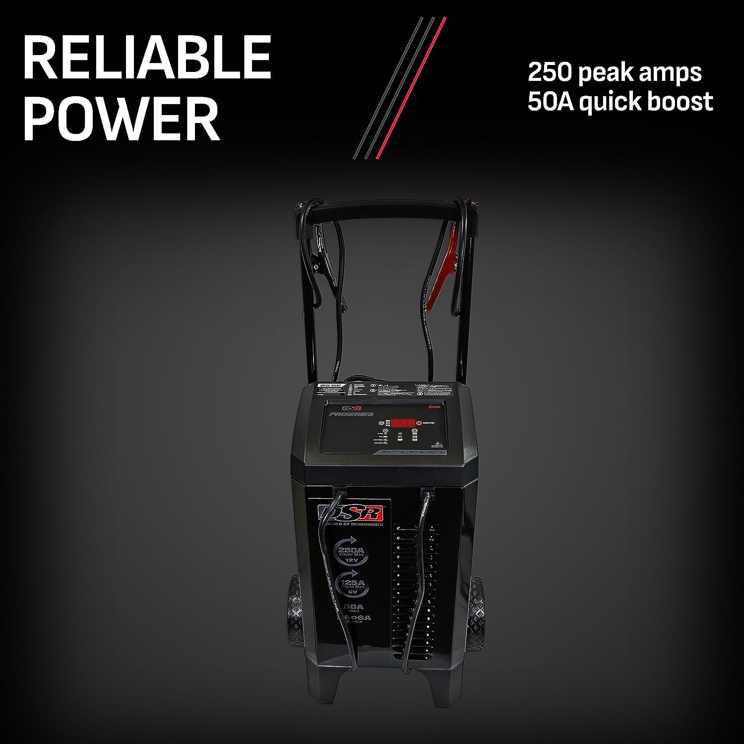 Schumacher Electric DSR131 Car Battery Charger - 250A (12V) & 50A (6V) - Fully Automatic, Black, Portable, Plastic