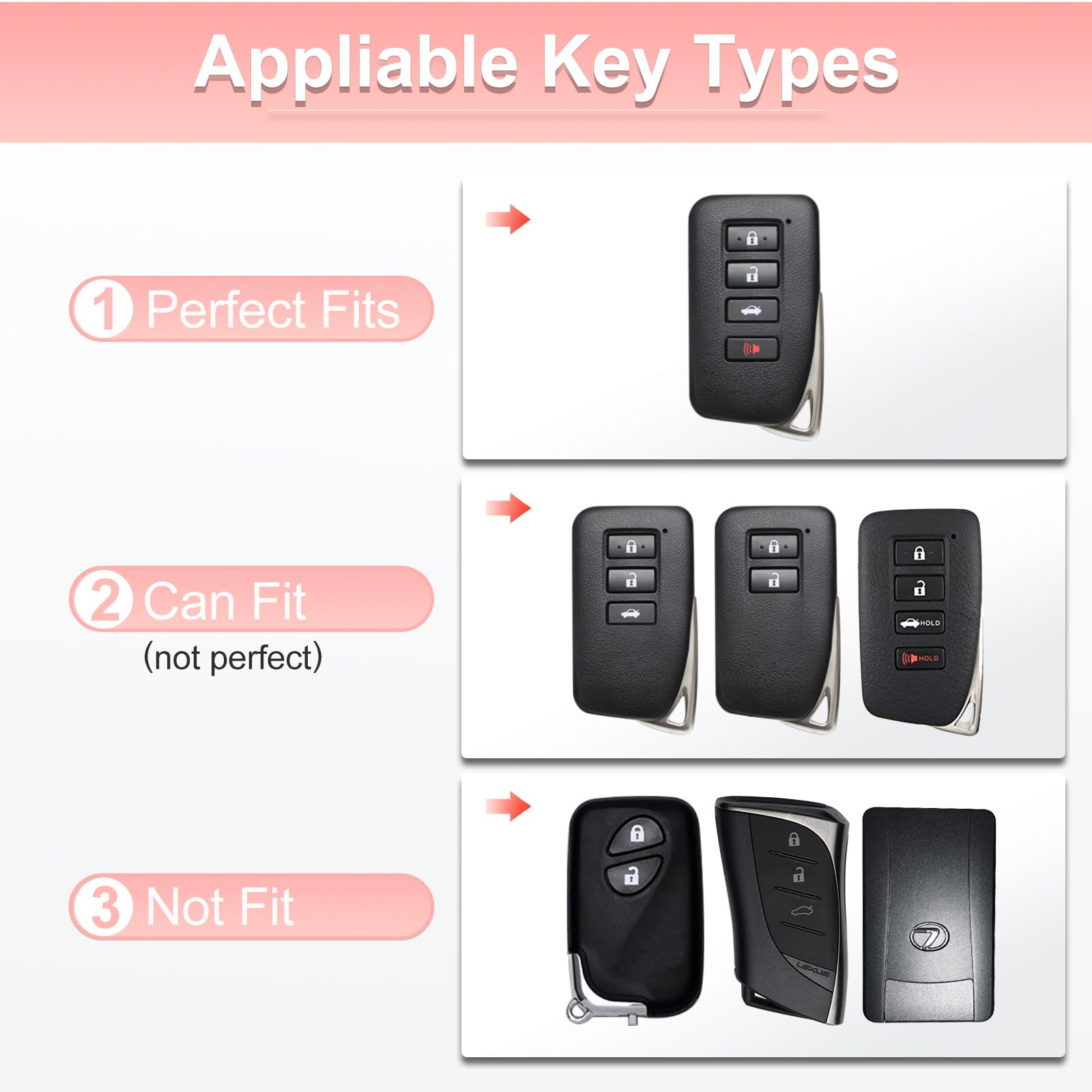 Pangpai Soft TPU Pink Key Fob Cover for Lexus RX ES GS LS NX RS GX LX Smart Key with Bling Keychain