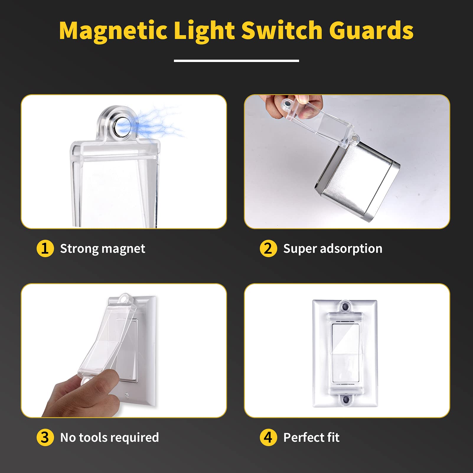PSZEZNZ Light Switch Guard Cover - Child Safety Protection, Clear, Plastic, Modern Design, Model PSZEZNZYF-210709, 1 Piece