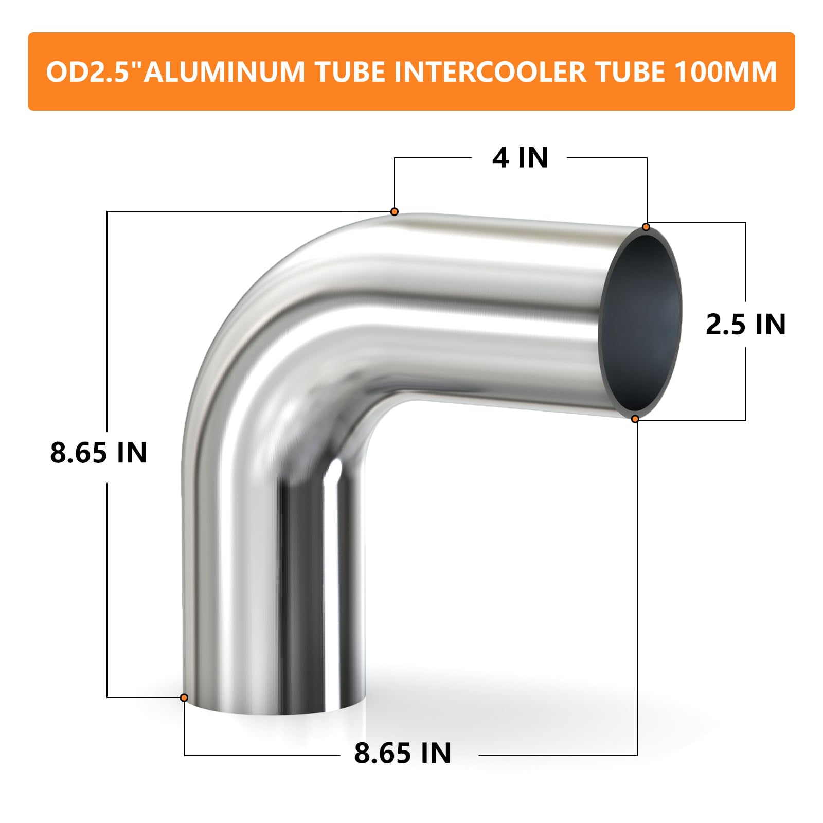 Gasher 2Pcs 90 Degree Elbow Aluminum Alloy Tube 2.5''Od, Leg Length 4'' (100Mm), Intercooler Pipe For Intake And Cooling Systems