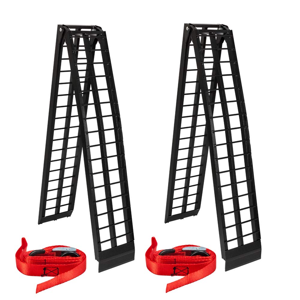 TRIBLE SIX 2Pcs Heavy Duty 10 ft (120x 11.25) Loading Ramps Replacement for Lawnmower ATV Pickup Truck Motorcycle Dirtbike Foldi
