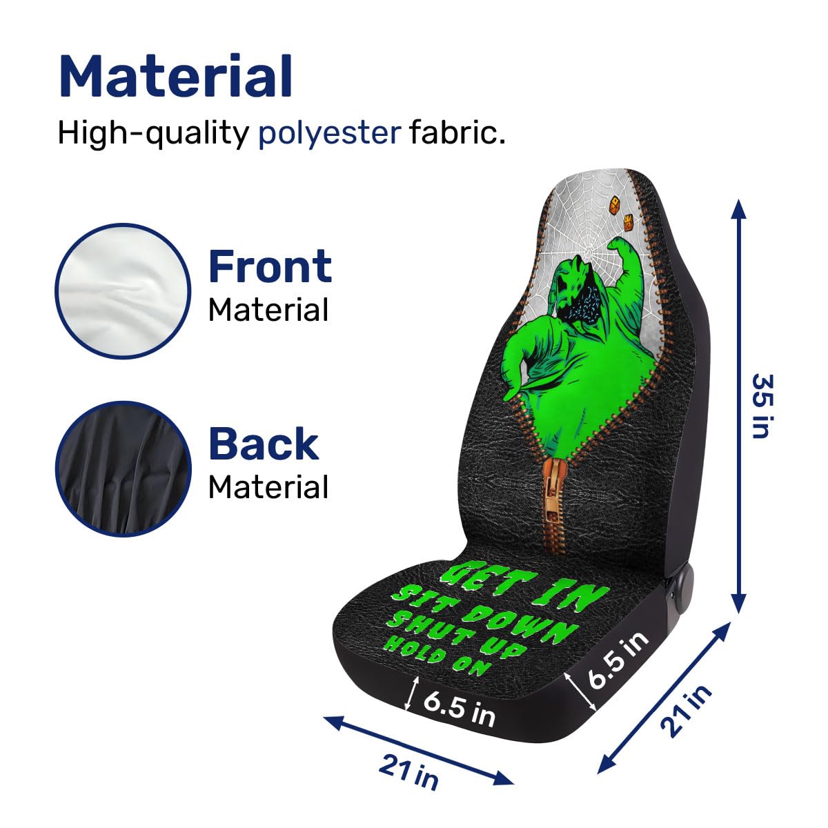 GENANY Creepy Ghost Skellington Nightmare 2 Front Car Seat Covers for Truck Sedan SUV, Horror Movie Durable Automotive Seat Cove