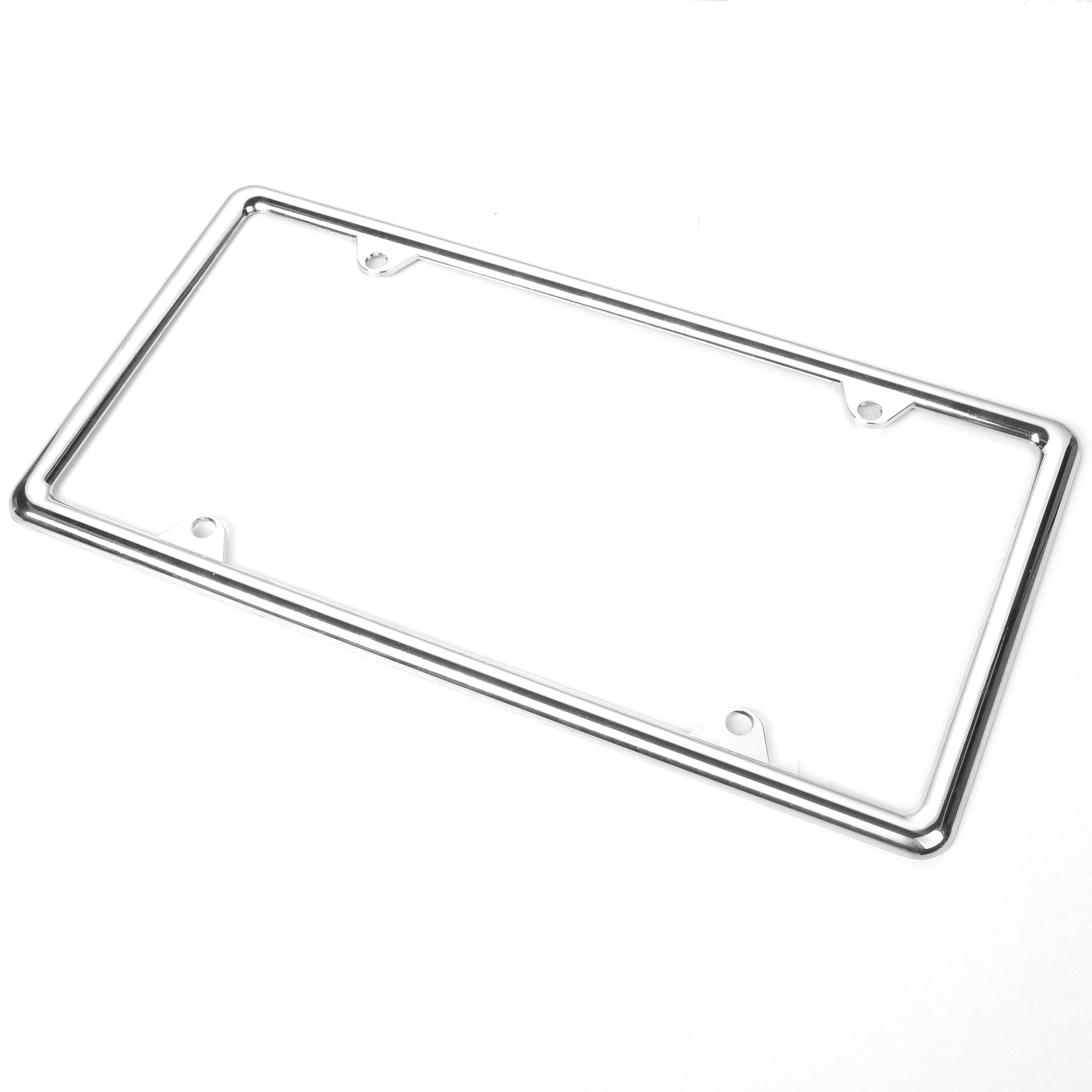 Hanwell Products Chrome License Plate Frames Made of Zinc Alloy Metal, Universal Car Accessories,2Pack Front & Rear License Plat
