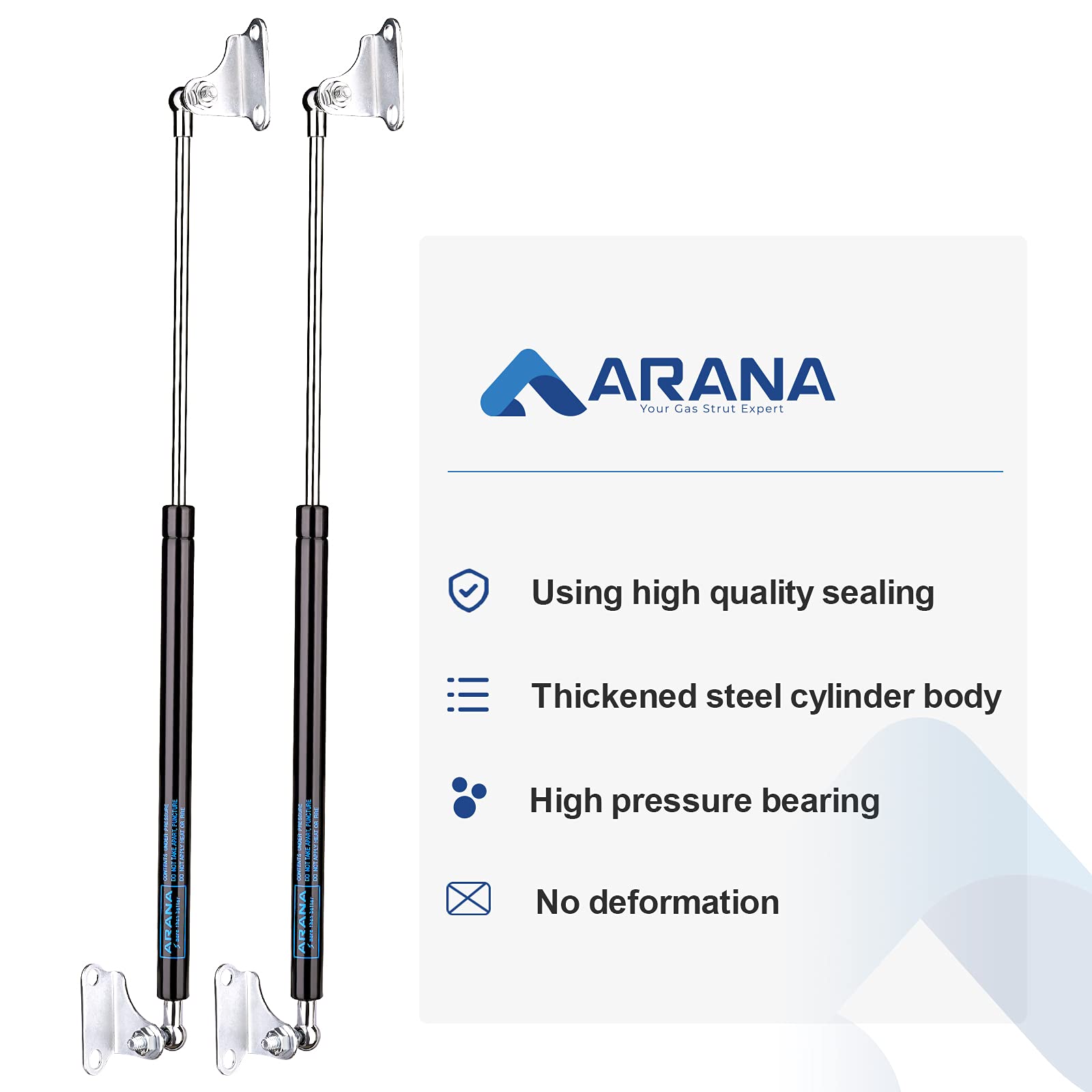 ARANA Gas Struts 23" 200LB Heavy Duty Piston Springs with L Bracket, Black, Ideal for Murphy Bed & Outdoor Box Lid, 2Pcs