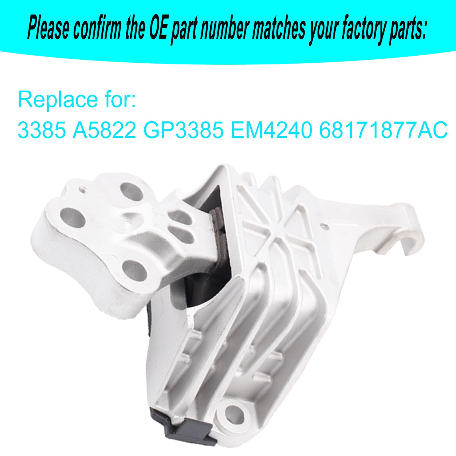 Transmission Mount- Left with Hydraulic Compatible with 2013-2016 Dodge Dart 2.0L 2.4L Replacement for 3385 A5822 / A5823 681718