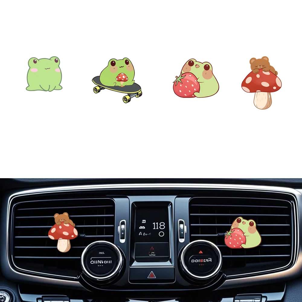 Cute Car Air Freshener Clips,Frog and Mushroom Car Vent Clip,Car Air Conditioner Clip,Auto Vent Decoration Accessories,Automotiv