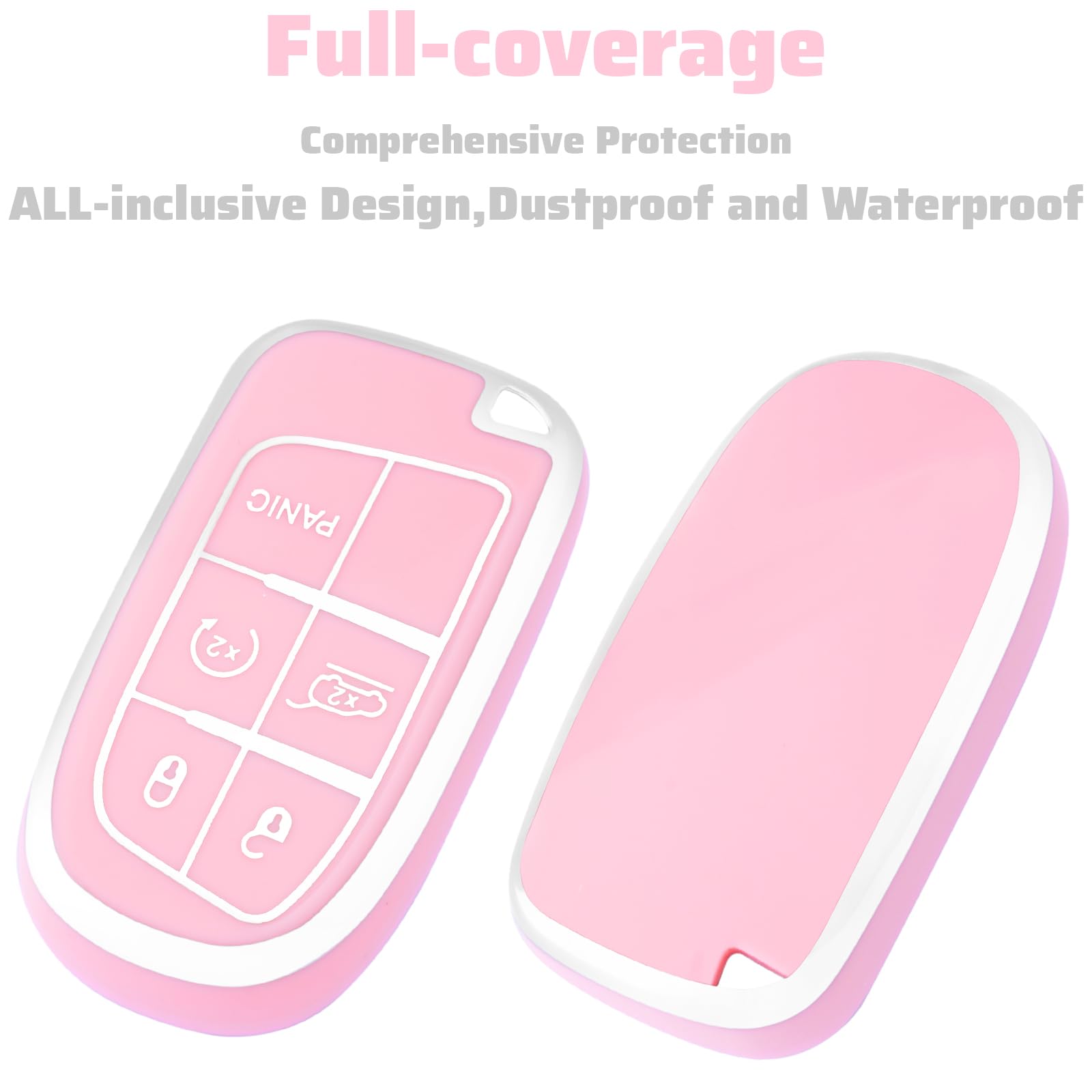 Xiyang Trade For Jeep Key Fob Cover, Soft Full Protection Key Case Shell Compatible With Jeep Grand Cherokee Renegade Chrysler 2