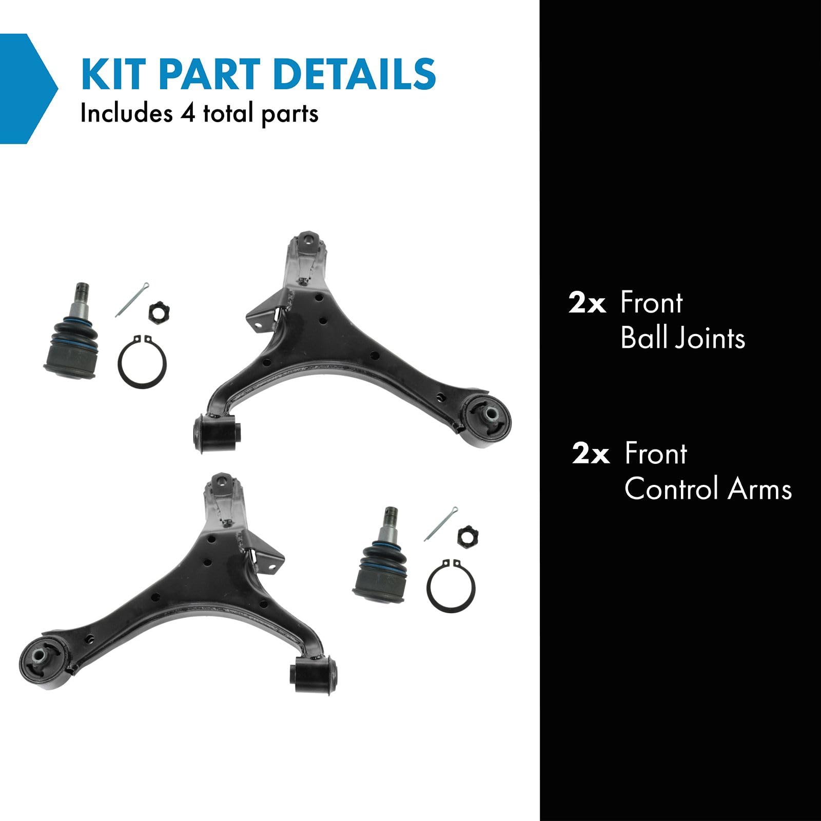 TRQ Front Lower Control Arm with Ball Joint Set Compatible with 2003-2011 Honda Element