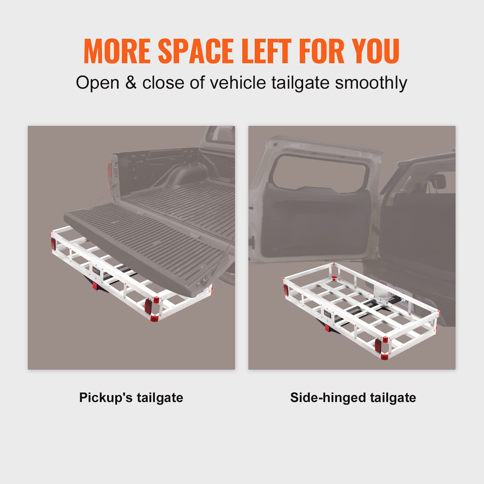 VEVOR 49.4 x 22.4 x 7.1 in Hitch Cargo Carrier, 500lb Capacity Trailer Hitch Mount Aluminum Cargo Basket, Luggage Carrier Rack F