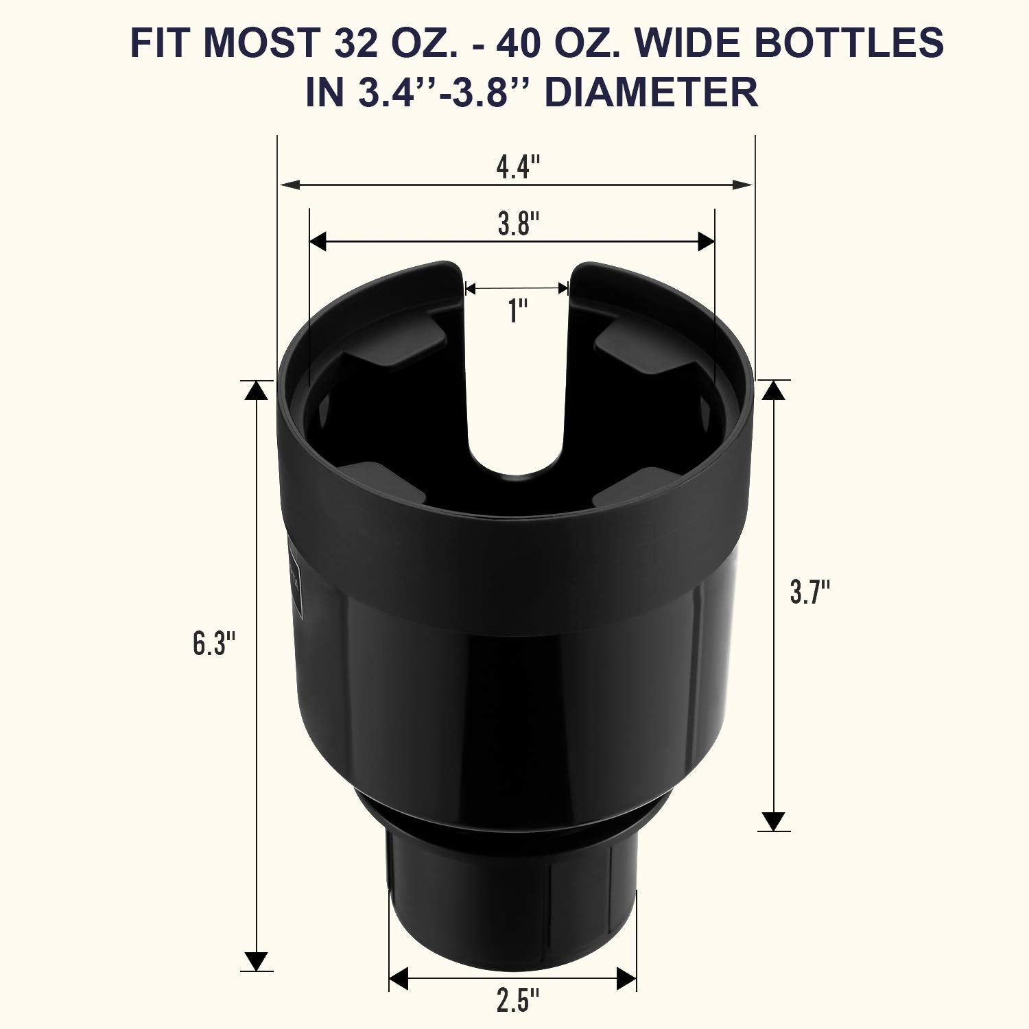 Seven Sparta Car Cup Holder Expander, Adjustable Base, Compatible with Hydro Flasks & Yeti Ramblers, Black, Model CP1210