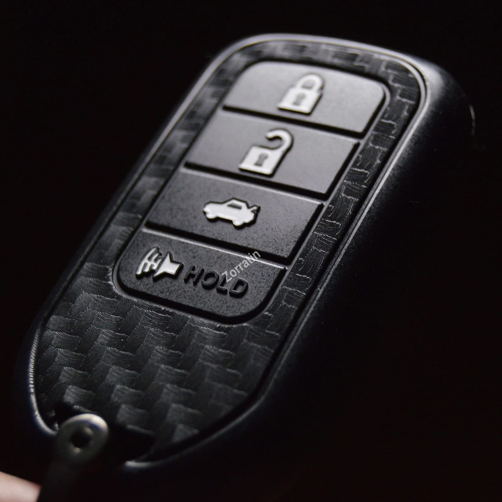Zorratin Carbon Silicone Key Fob Cover With Keychain For Honda Accord Civic Cr-V Hr V Ridgeline Passport