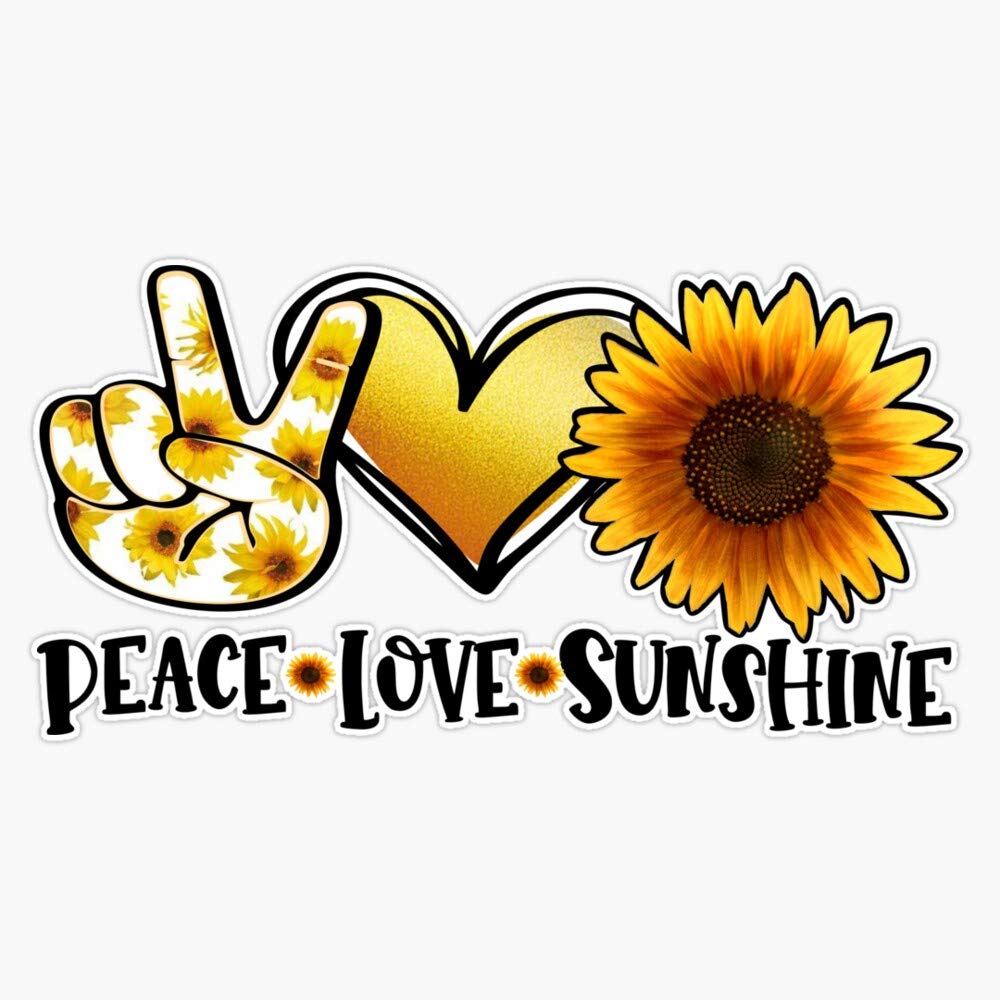 Peace Love Sunshine Sunflower Pretty Girly Summer Vinyl Sticker Waterproof Decal Laptop Wall Window Bumper Sticker 5'