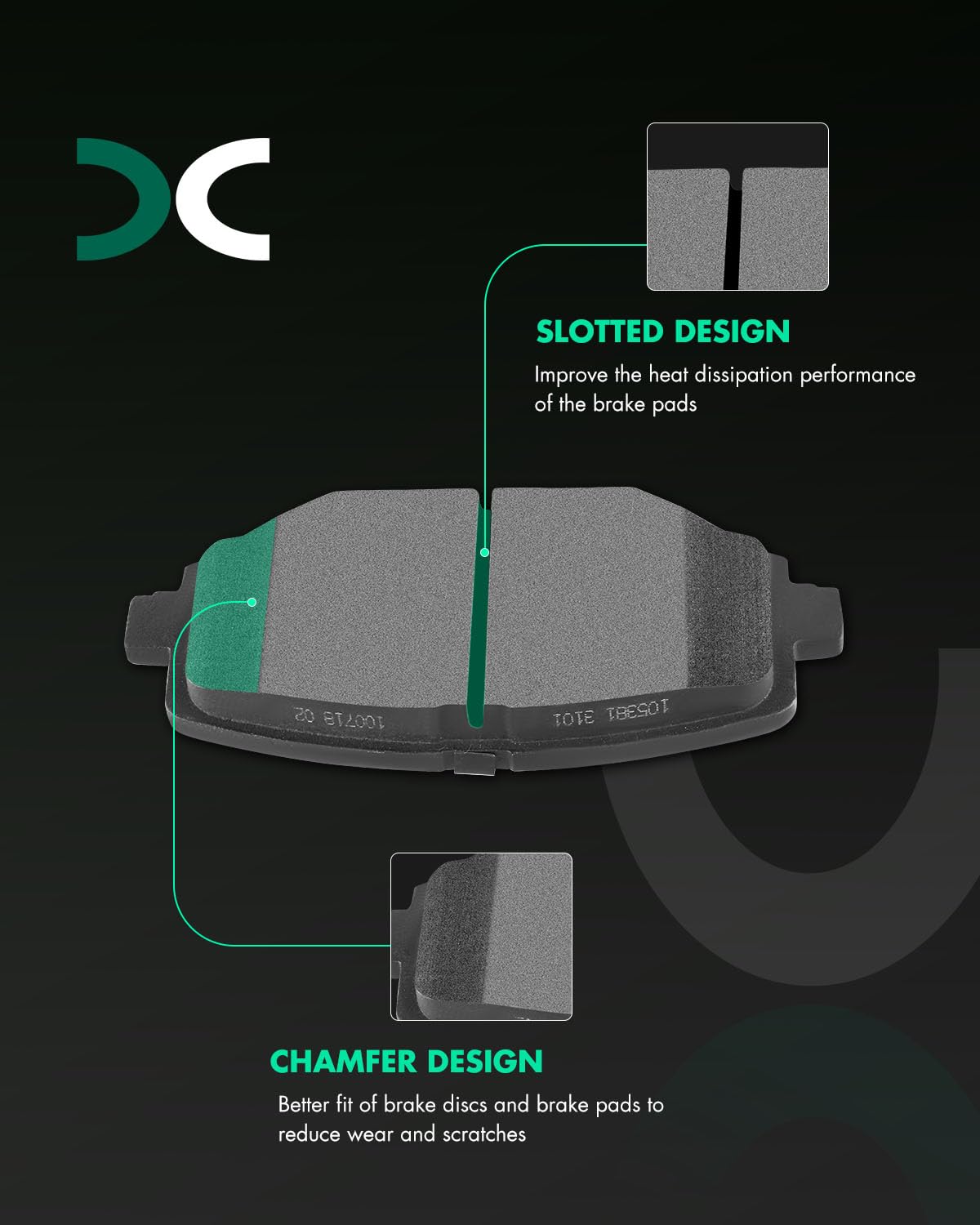 Scitoo D1596 Rear Semi-Metal Brake Pads Sets Fit For Chrysler Town & Country 12-16,For Dodge Grand Caravan 12-19,For Dodge Journ