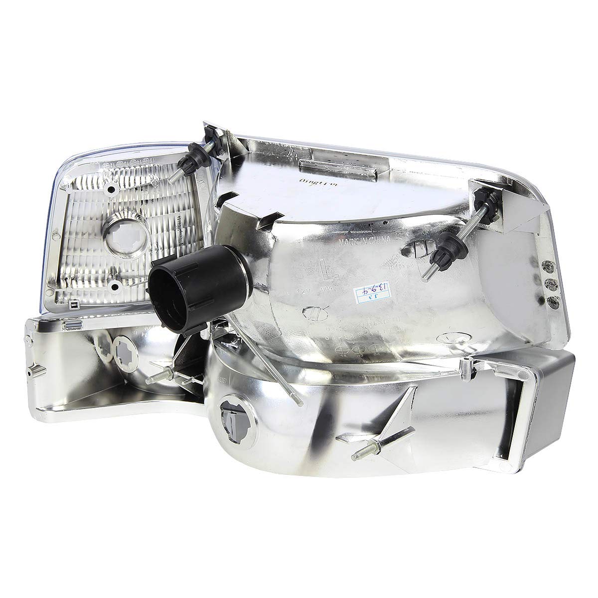 DNA MOTORING Chrome Amber Headlights Replacement for 92-96 F150/F250/F350/Bronco, Model HL-OH-F15092-6P-CH-AM