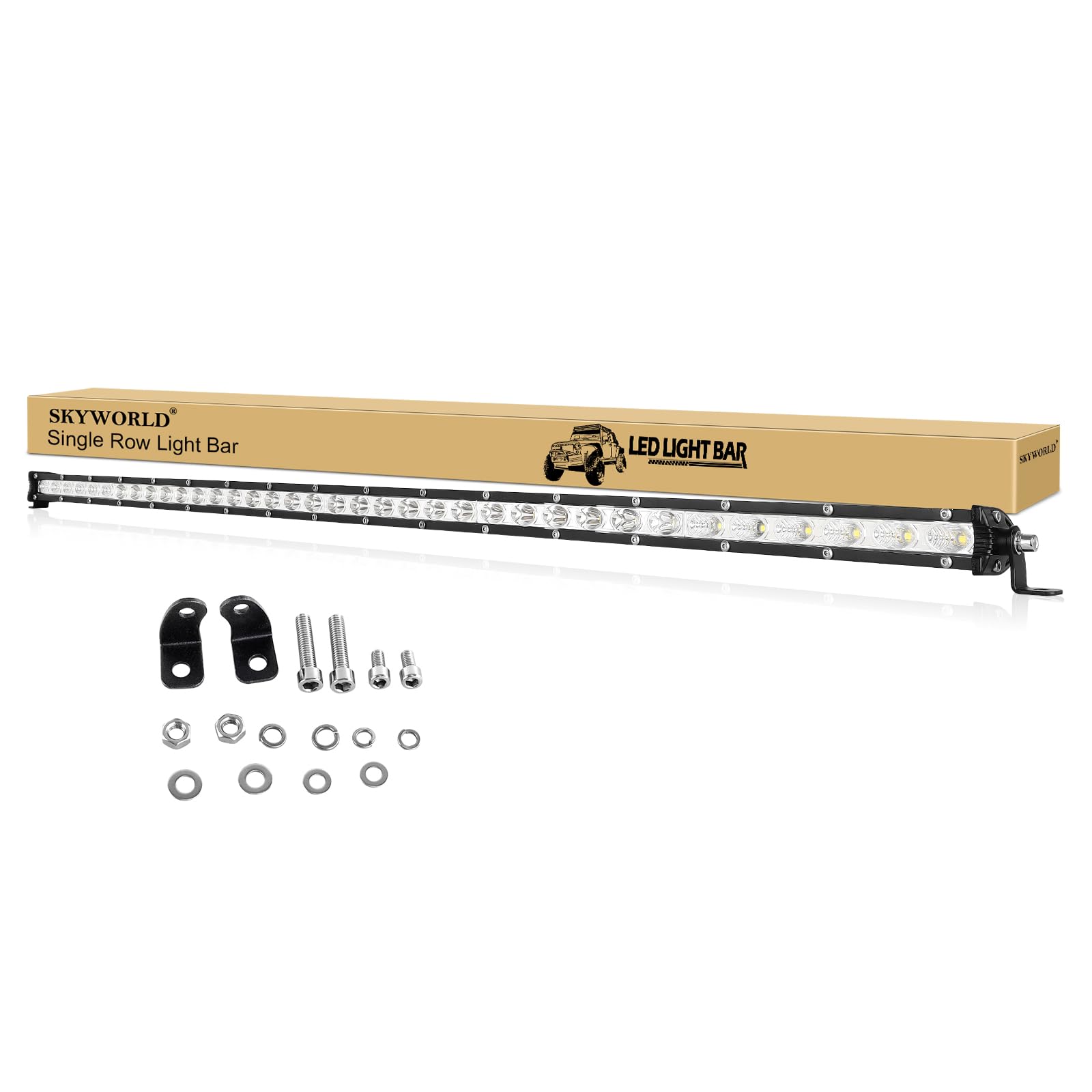 Skyworld 37 Inch 180W Single Row Led Light Bar Low Profile Ultra Thin Slim Mini Spot Flood Combo Beam Off Road Driving Lights Le