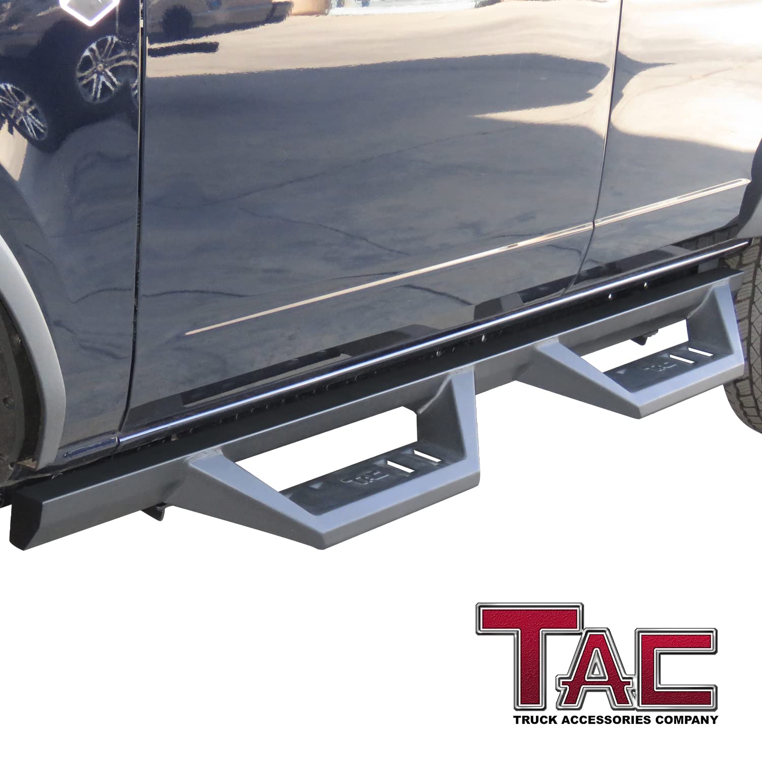 TAC Sidewinder Running Boards for 2021-2024 Ford Bronco 4 Door SUV, 4" Drop, Fine Texture Black, Carbon Steel, Nerf Bars (2pcs)