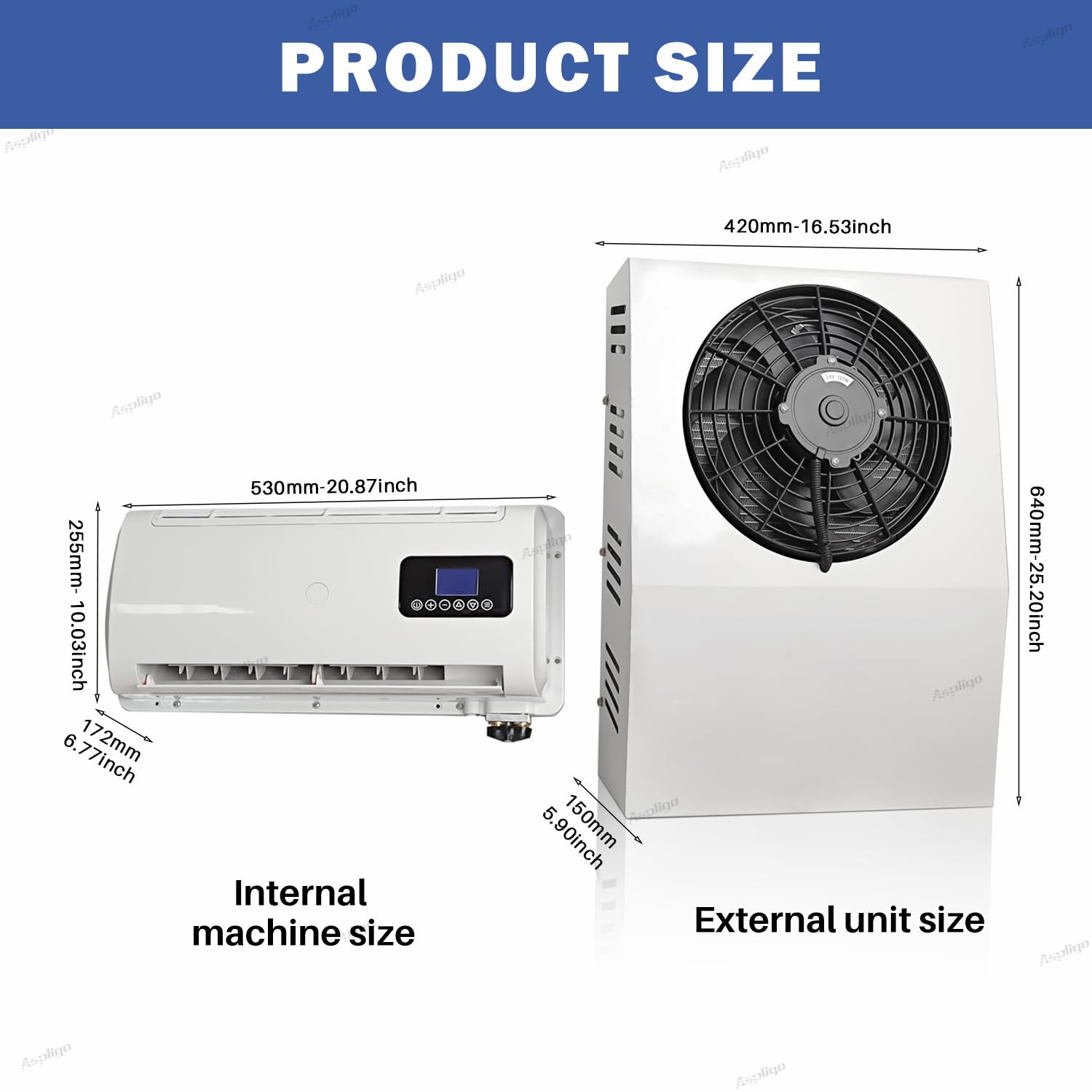 Aspligo 12V Dc Air Conditioner Electric Split Parking Truck Air Conditioning Ac Unit For Tractor Bus Boat Camper Van Motorhome Rv Trailer Excavator Crane 6800-10500Btu Fast Cooling Low Noise