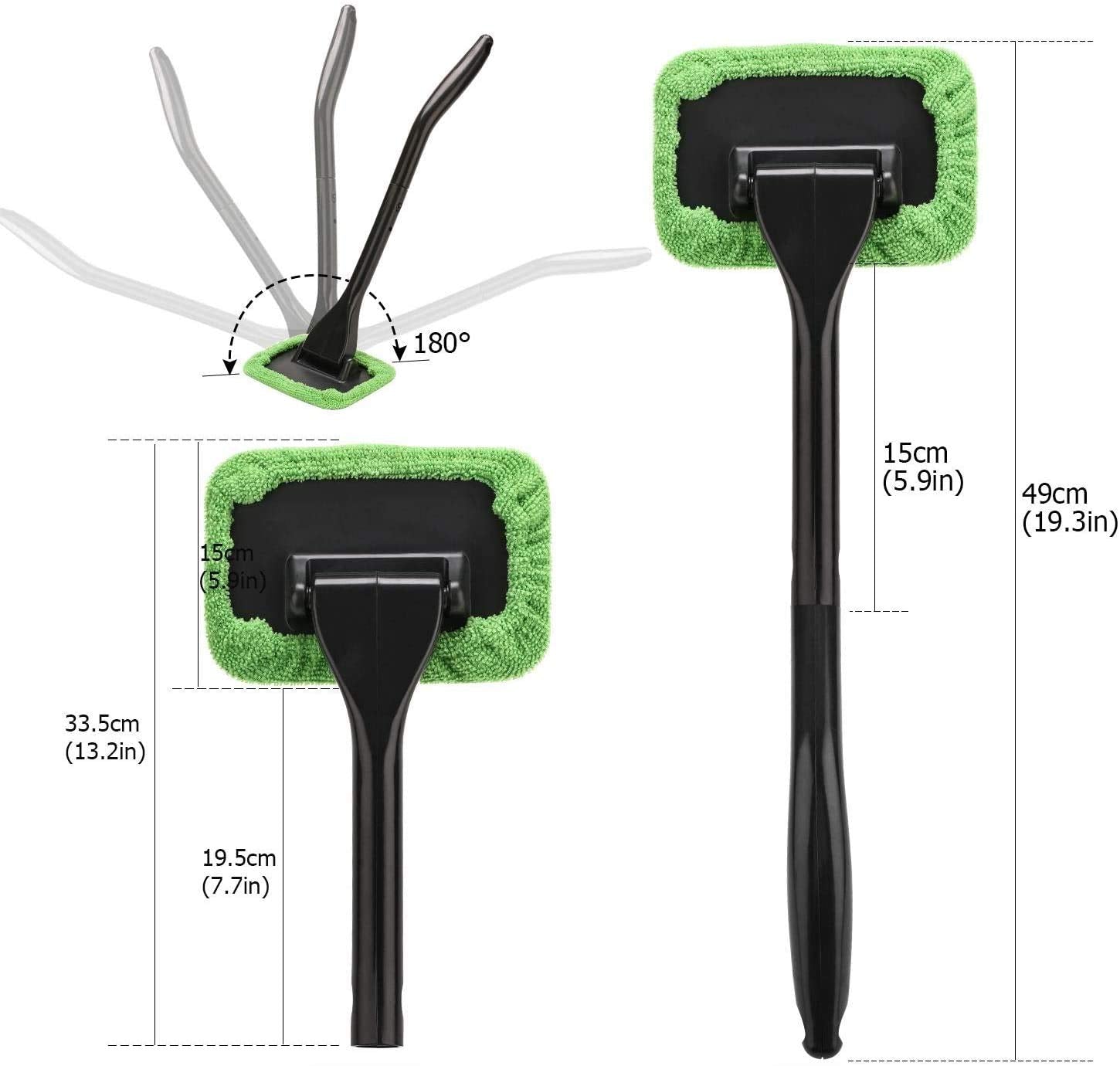 XINDELL Windshield Cleaning Tool - Auto Glass Cleaner with Detachable Handle, Microfiber Cloth Car Window Cleaning Kit, Interior