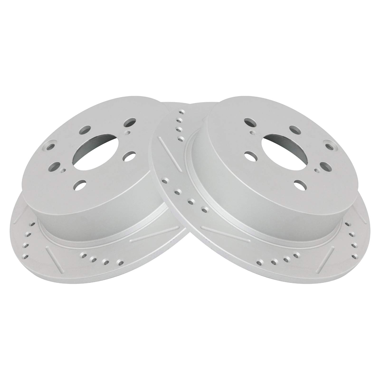 Trq Rear Brake Rotors Set Performance Premium G-Coated Slotted X Drilled Driver & Passenger Side Compatible With 2005-2010 Scion