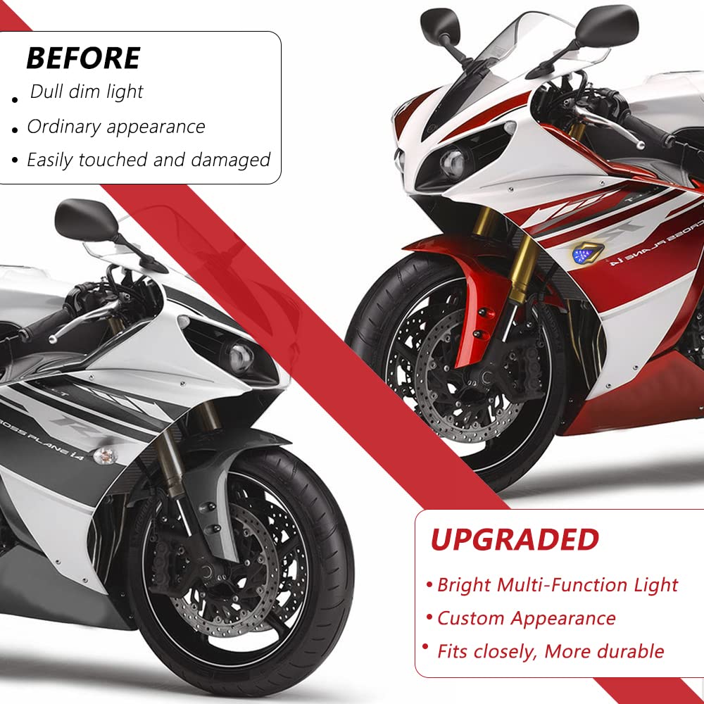 KICRY Flush Mount LED Sequential Turn Signals for Yamaha & Honda - Blue & Amber, Model TS-4PCS-BLK