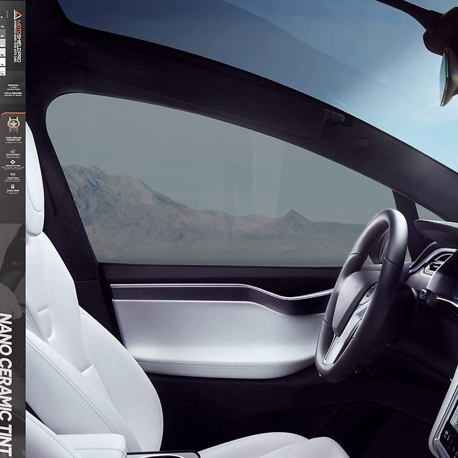 DIY-MotoShield Pro Premium Nano Ceramic Tint (5% VLT) 36    in x 10 ft Roll | Professional Window Film for Auto, Reduce Infrared