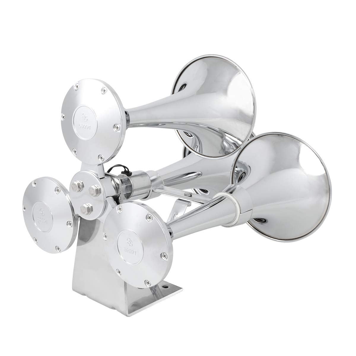 GG Grand General 69991 Chrome Heavy Duty Train Horn - 12/24V Triple Brass Trumpet for Superior Sound