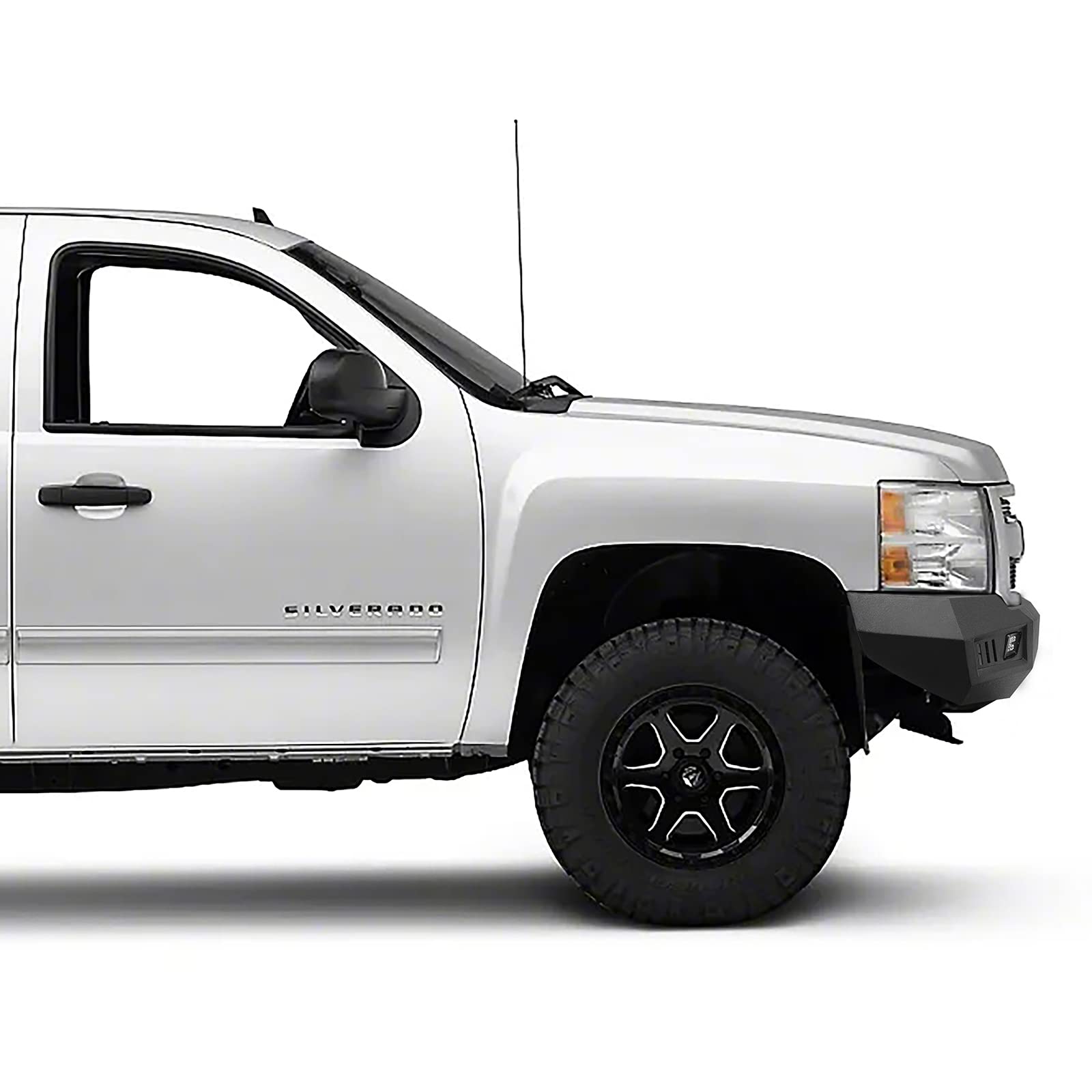 V8 GOD Full Width Front Bumper for Chevy Silverado 1500 (2007-2013) - Black, Carbon Steel, Model GB9021