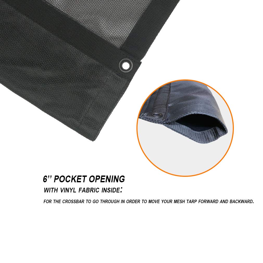 Leaveshade Dump Truck Mesh Tarp 8'X18' Black Heavy Duty with 6'' Pocket & Brass Grommets, Model TPDMT0818, 3-Year Warranty
