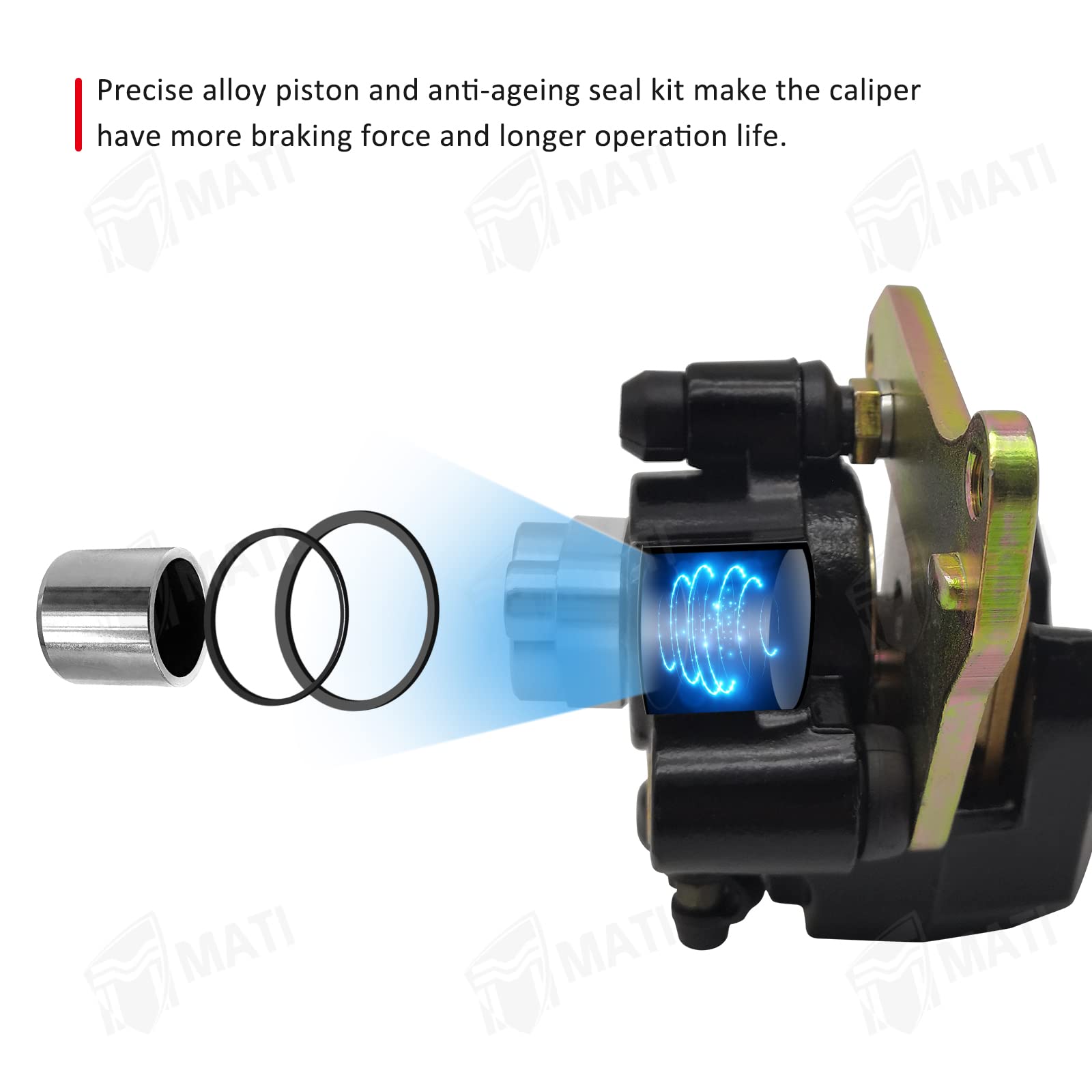 M MATI Rear Brake Caliper for Honda 400EX TRX400EX Sportrax 1999-2004 ATC200X ATC350X 1986-1987 with Parking Brake Off 43250-HN1