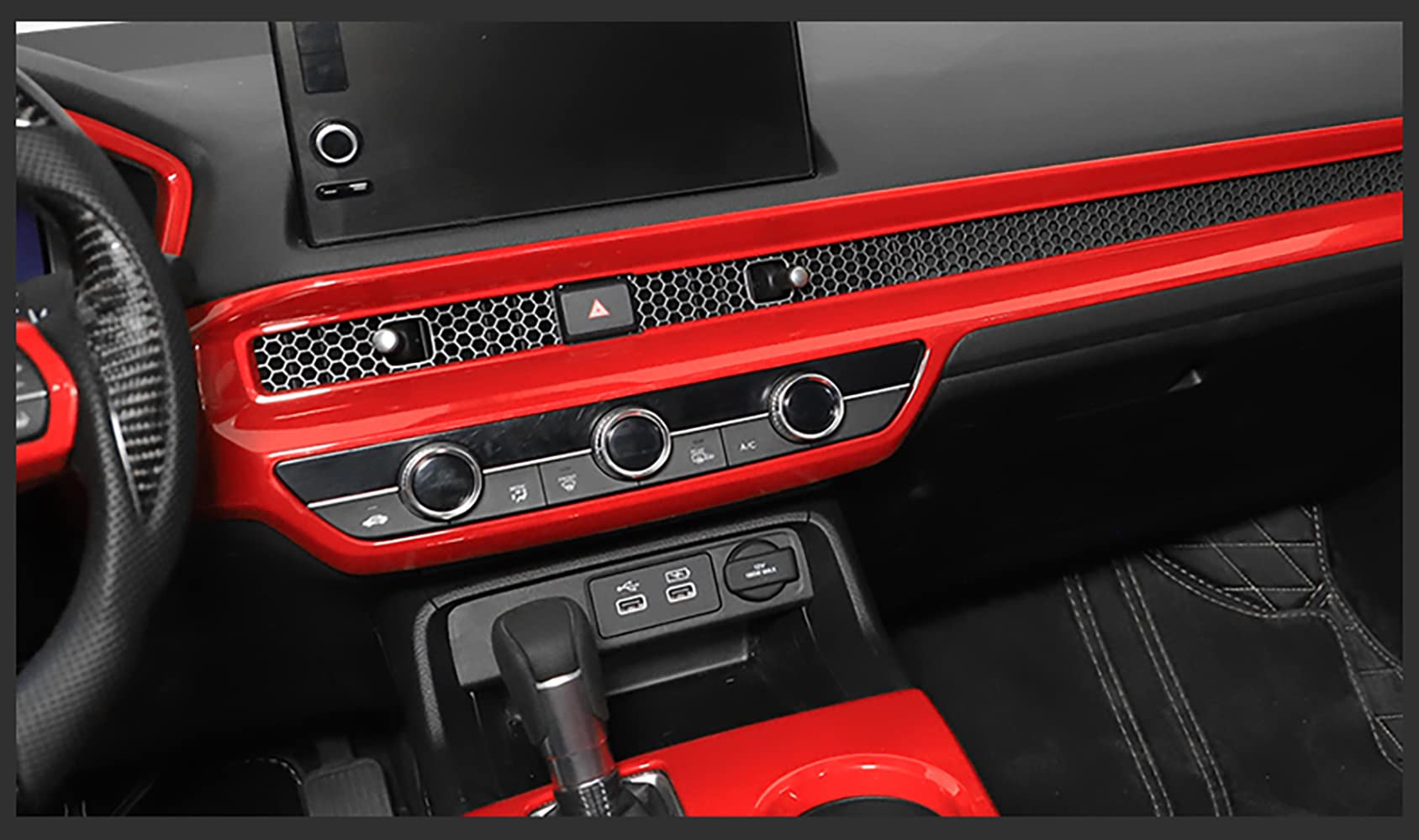 KELEIMAI Car Accessories for Honda Civic 11th Gen 2022-2025, Red ABS Dashboard AC Vent Cover Trim, 2 PCS