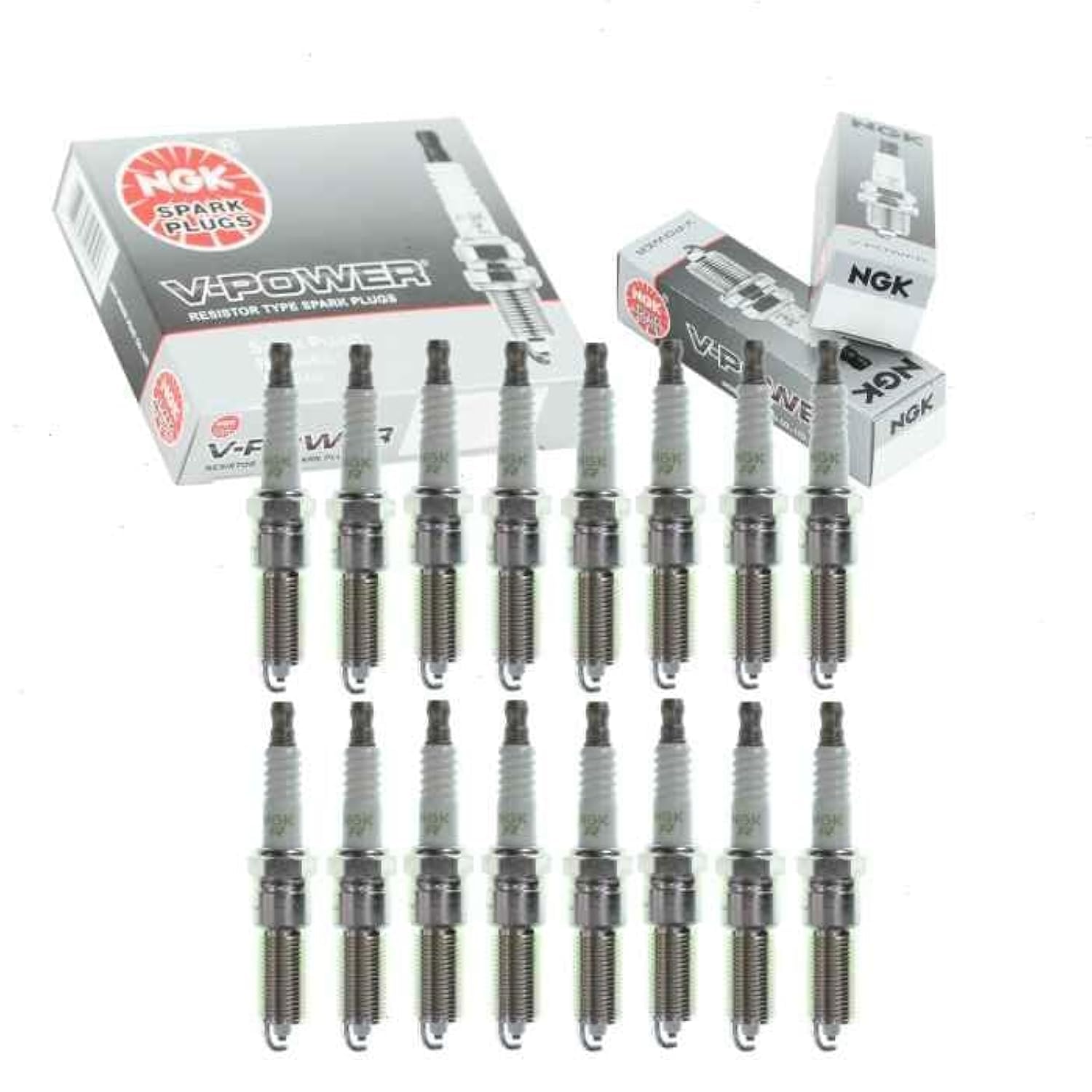 16 pc NGK V-Power Spark Plugs compatible with Jeep Grand Cherokee 5.7L V8 2005-2008