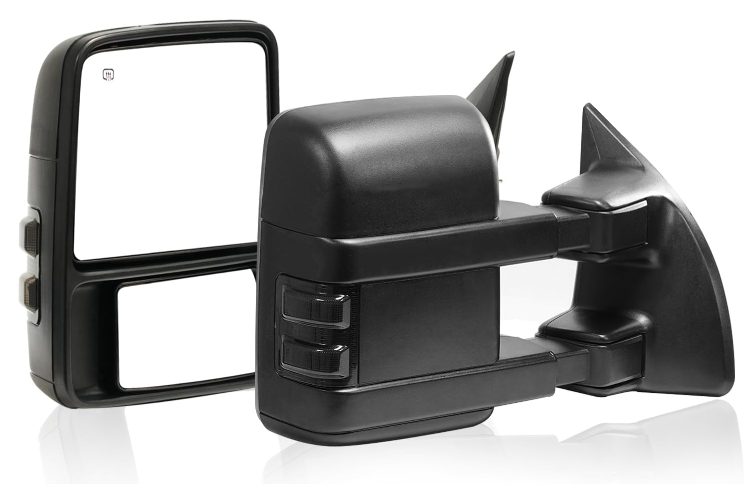 Towing Mirrors Left & Right Pair Set For 99-07 F-250 F-350 F-450 F-550 SUPER DUTY, 01-05 Excursion,POWER HEATED,SMOKE SIGNAL Lig