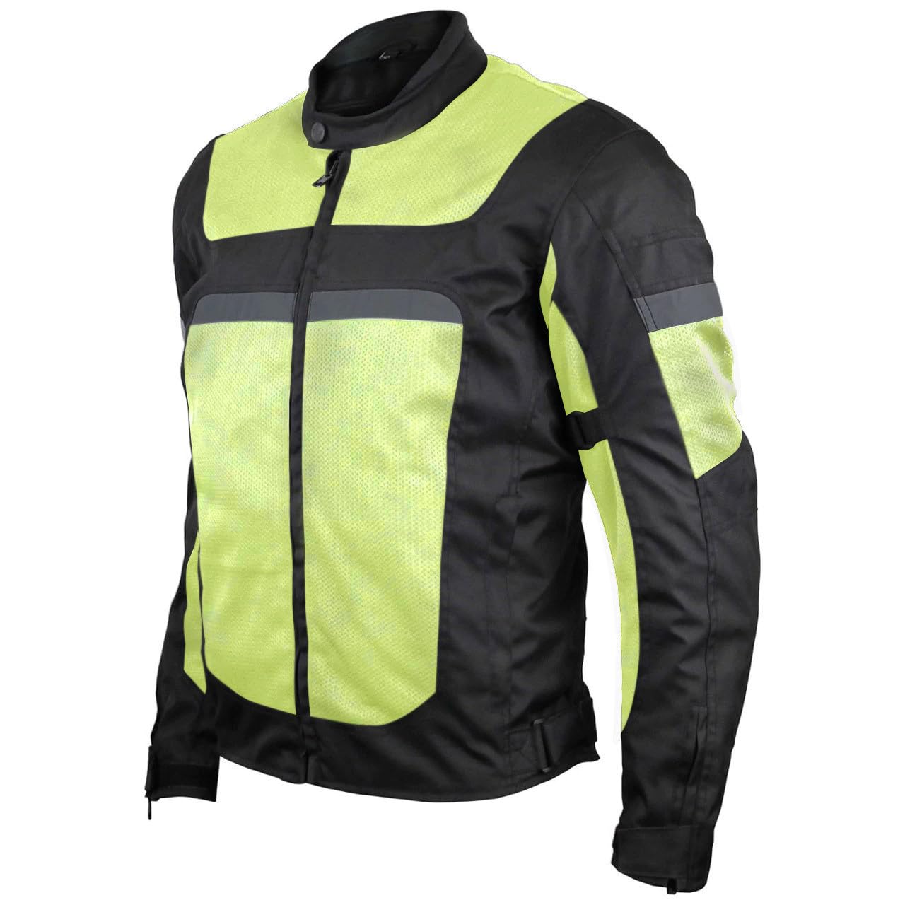 Vance Leather Revo Mens Advanced All-Season Hi-Viz Reflective Mesh & Textile Motorcycle Jacket W/Ce Armor & Removable Liner (Hi-