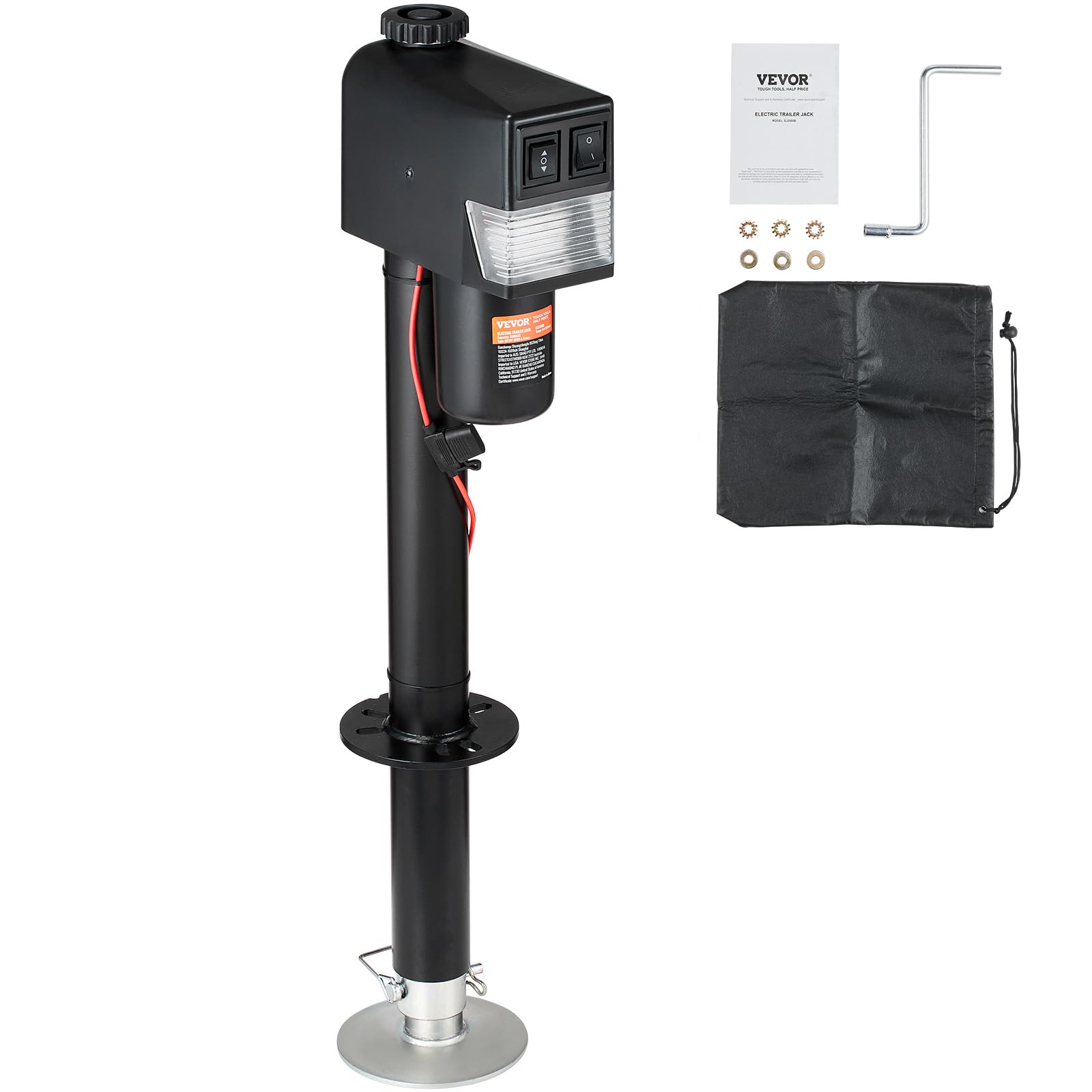 Vevor Electric Trailer Jack, Power Tongue Jack Weight Capacity 3500Lbs, 9.84'-33.85' Electric Tongue Jack With Waterproof Cover For Lifting Rv Trailer, Horse Trailer, Utility Trailer