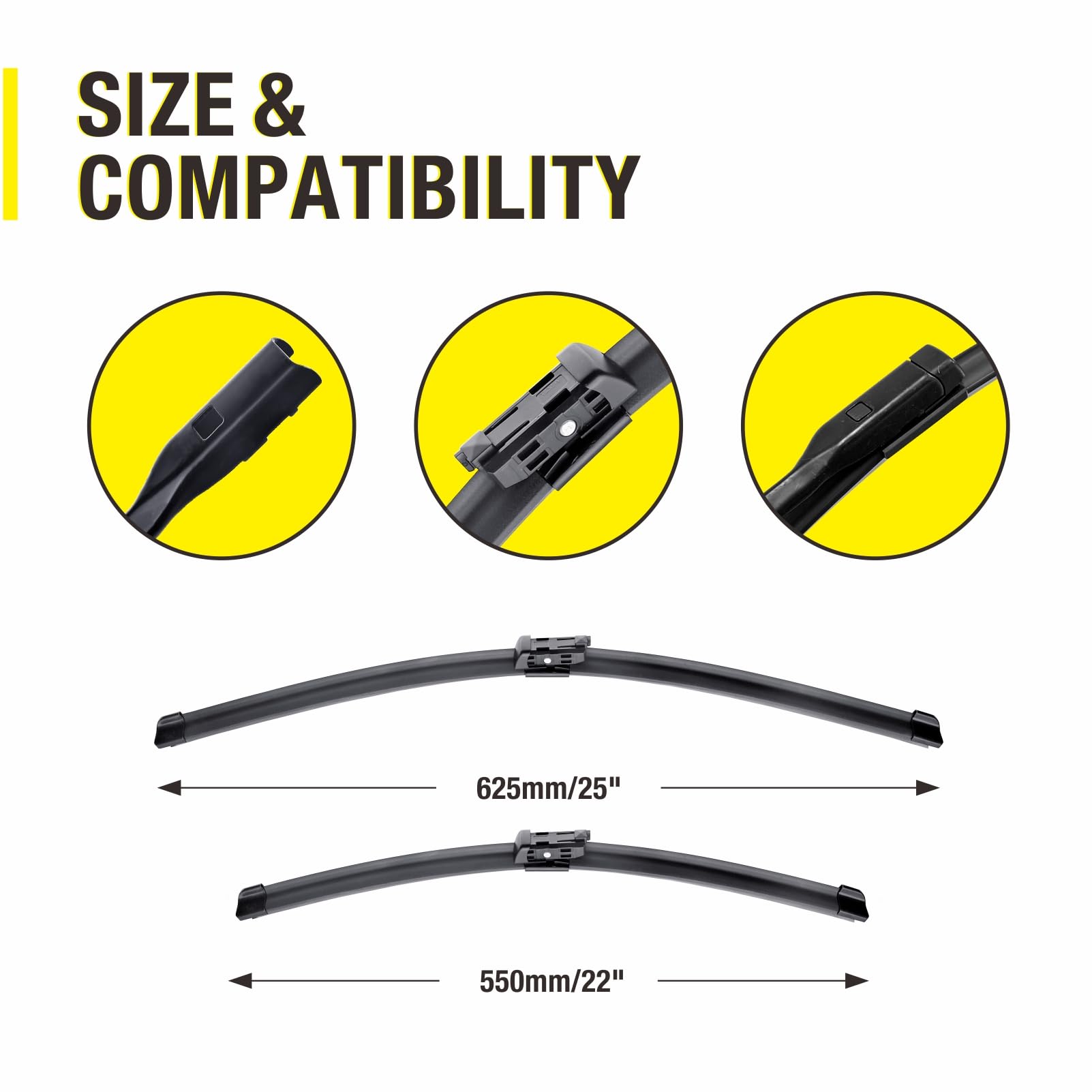 3 Wipers 25''/22''/15'' Replacement For Vw Volkswagen Tiguan 2022 2021 2020 2019 2018 (Set Of 3), 25 Inch+22 Inch Windshield Wip