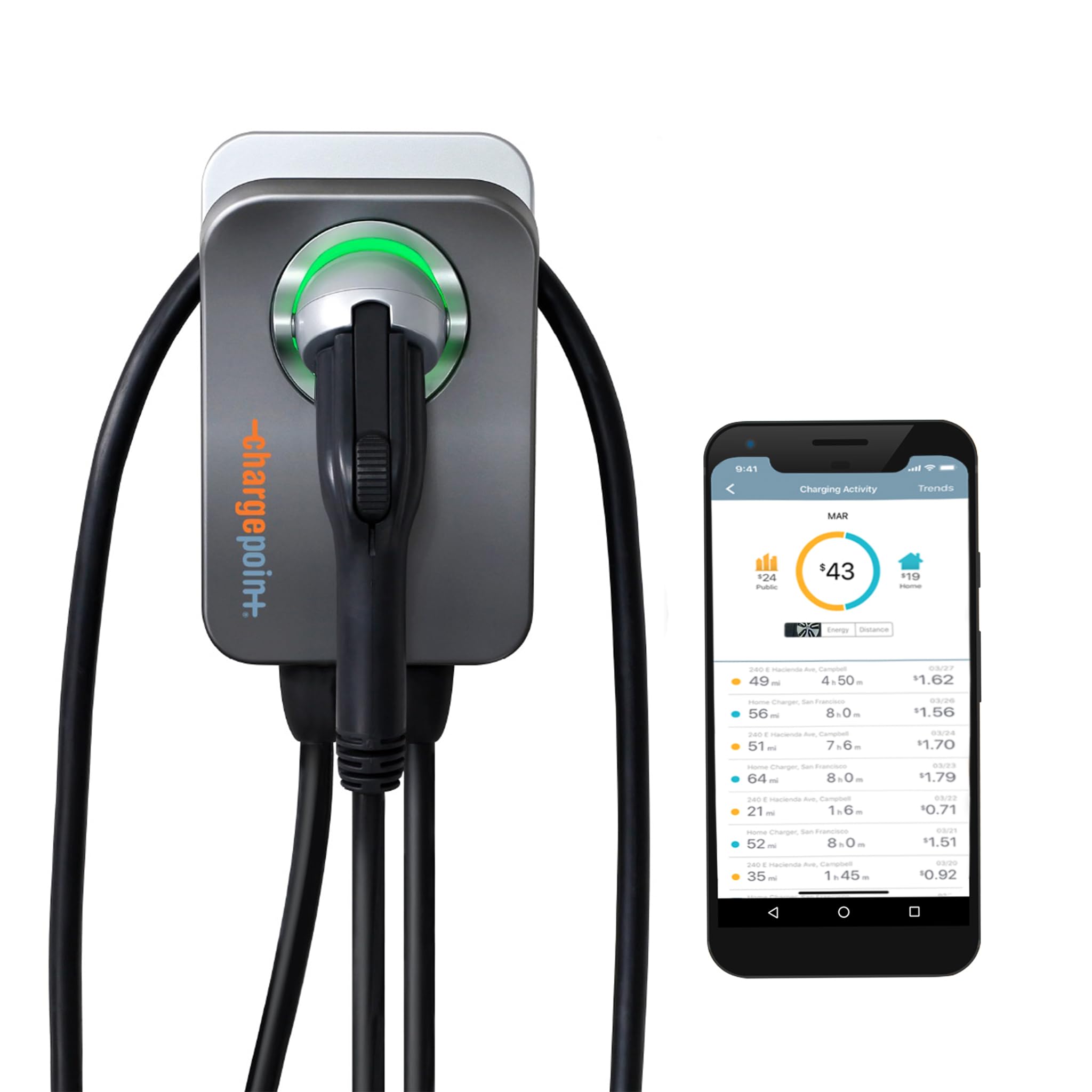 Chargepoint Home Flex Electric Vehicle (Ev) Charger, 16 To 50 Amp, 240V, Level 2 Wifi Enabled Evse, Ul Listed, Energy Star, Nema 14-50 Plug Or Hardwired, Indoor / Outdoor, 23-Foot Cable , Black